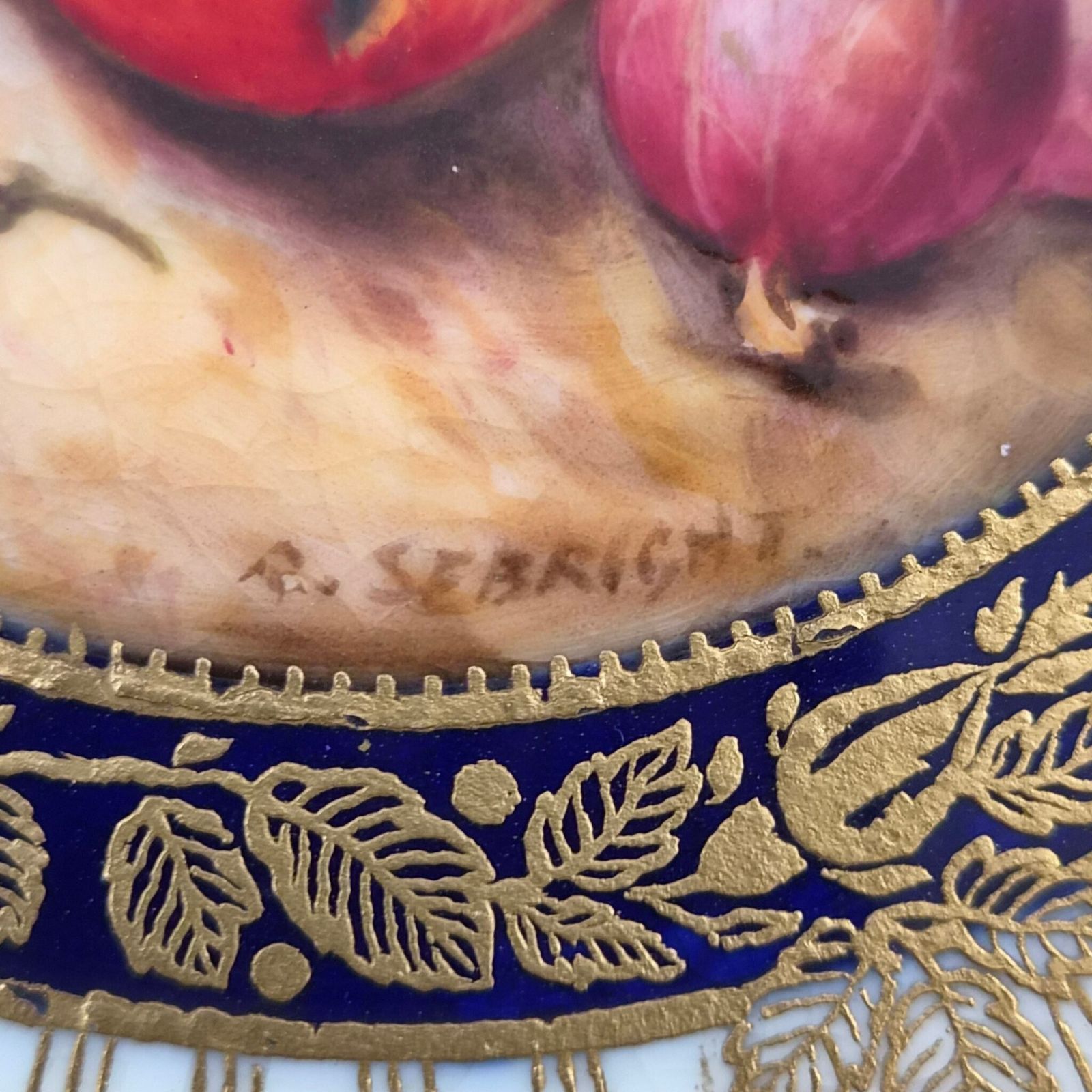 Royal Worcester Richard Sebright Gesigneerd Geschilderd Fruitbord, 1923 photo Woonaccessoires