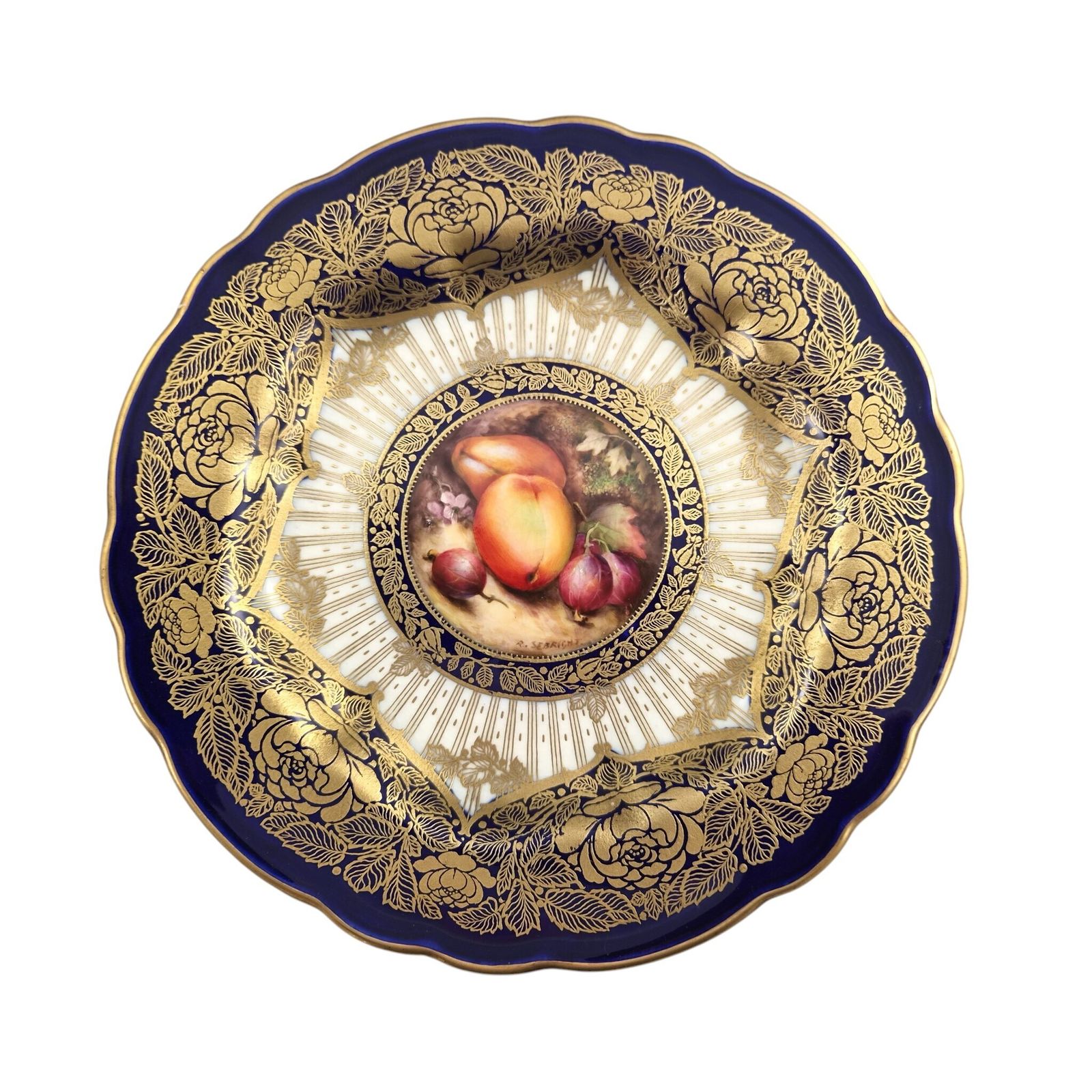 Royal Worcester Richard Sebright Gesigneerd Geschilderd Fruitbord, 1923