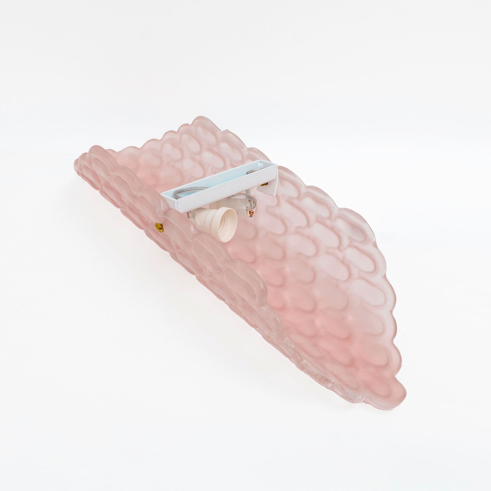 Paar roze Murano glazen wandlampen met reliëfdecor photo buy