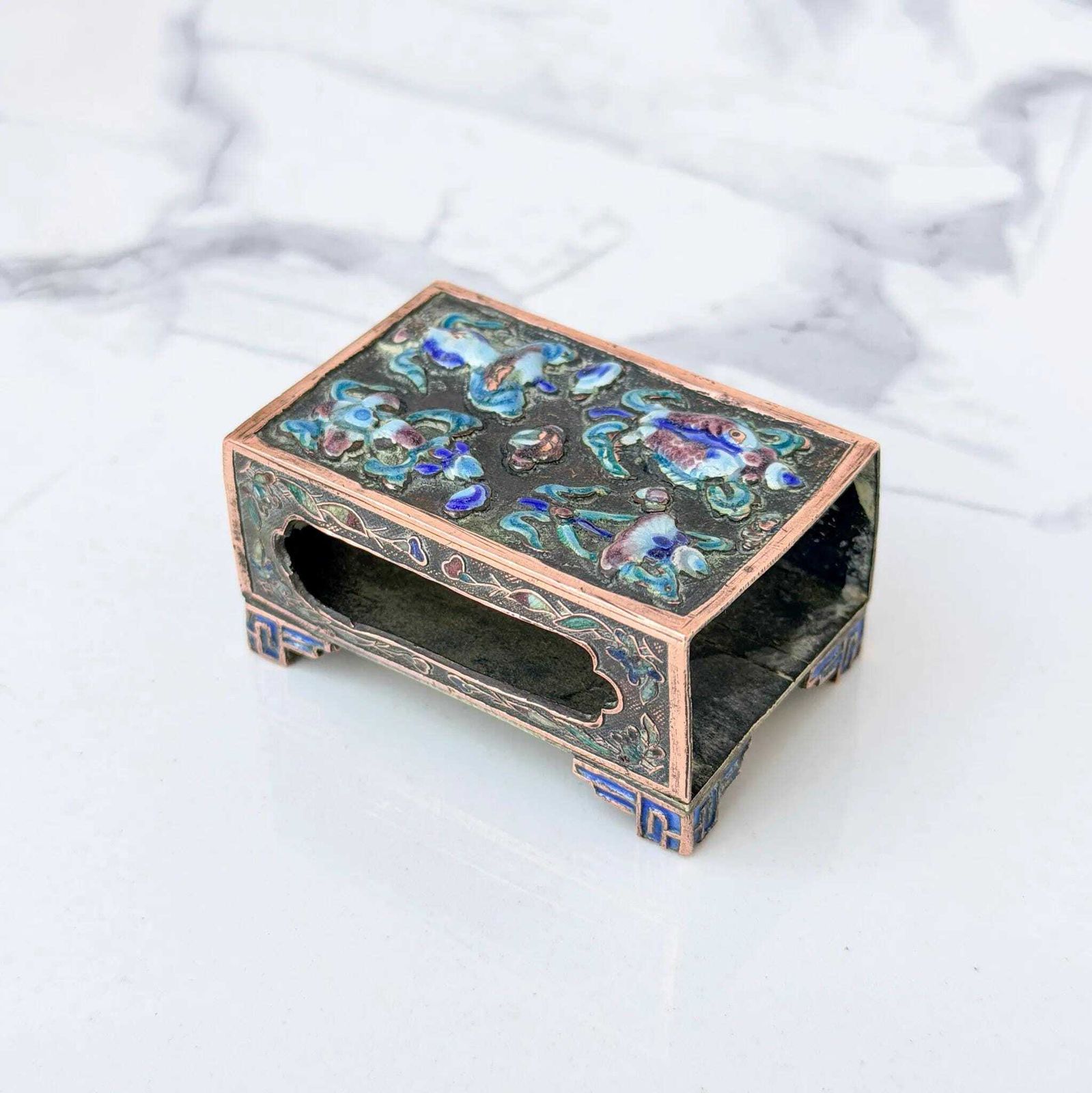Antiek Chinees cloisonné luciferdoosje, emaille houder, begin 1900s