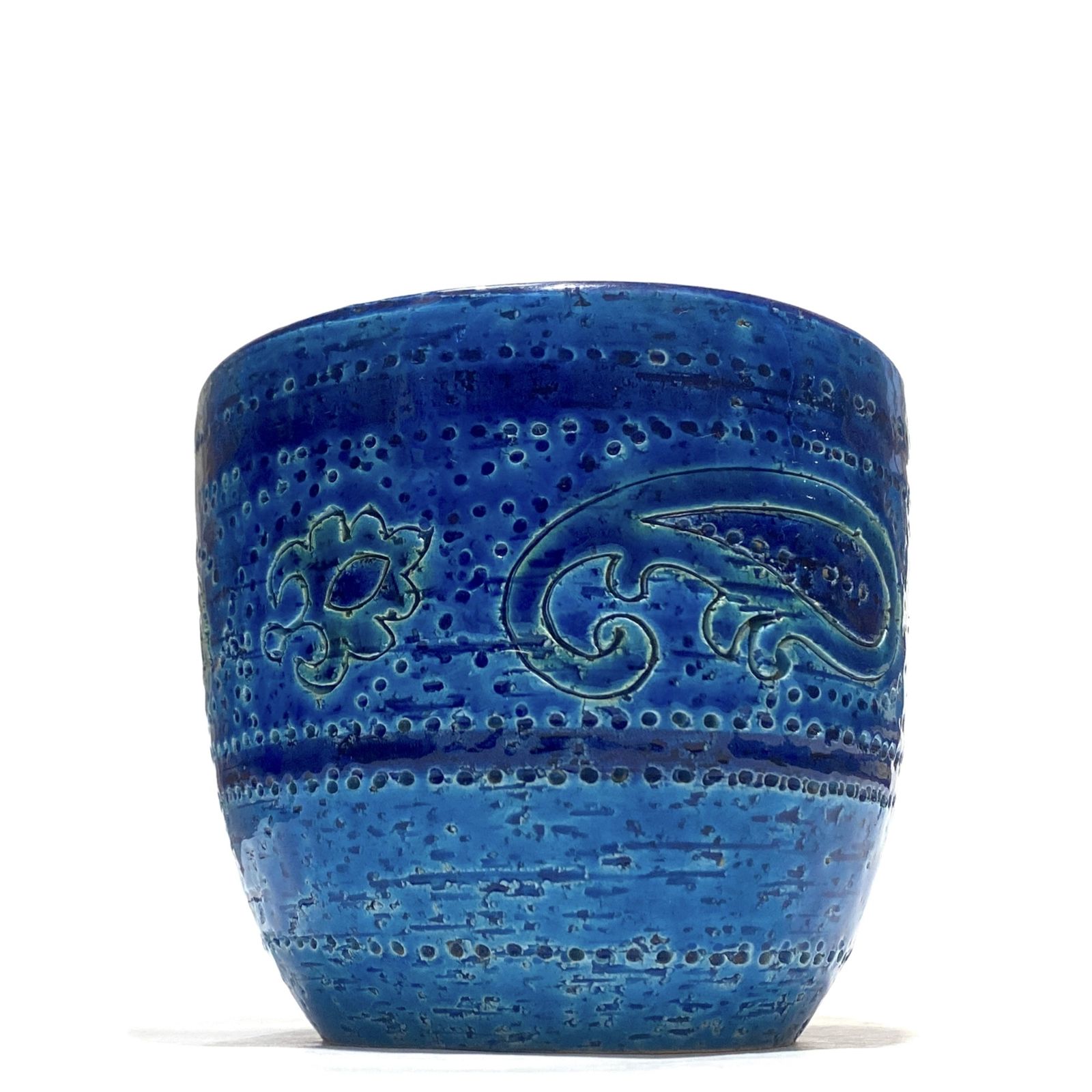Bitossi Rimini Blue Liberty Planter By Aldo Londi, Mid Century Modern Italian Pottery photo furniture