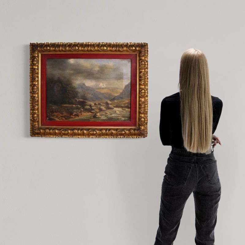 photo vinterior Peinture italienne, paysage signé et daté 1846