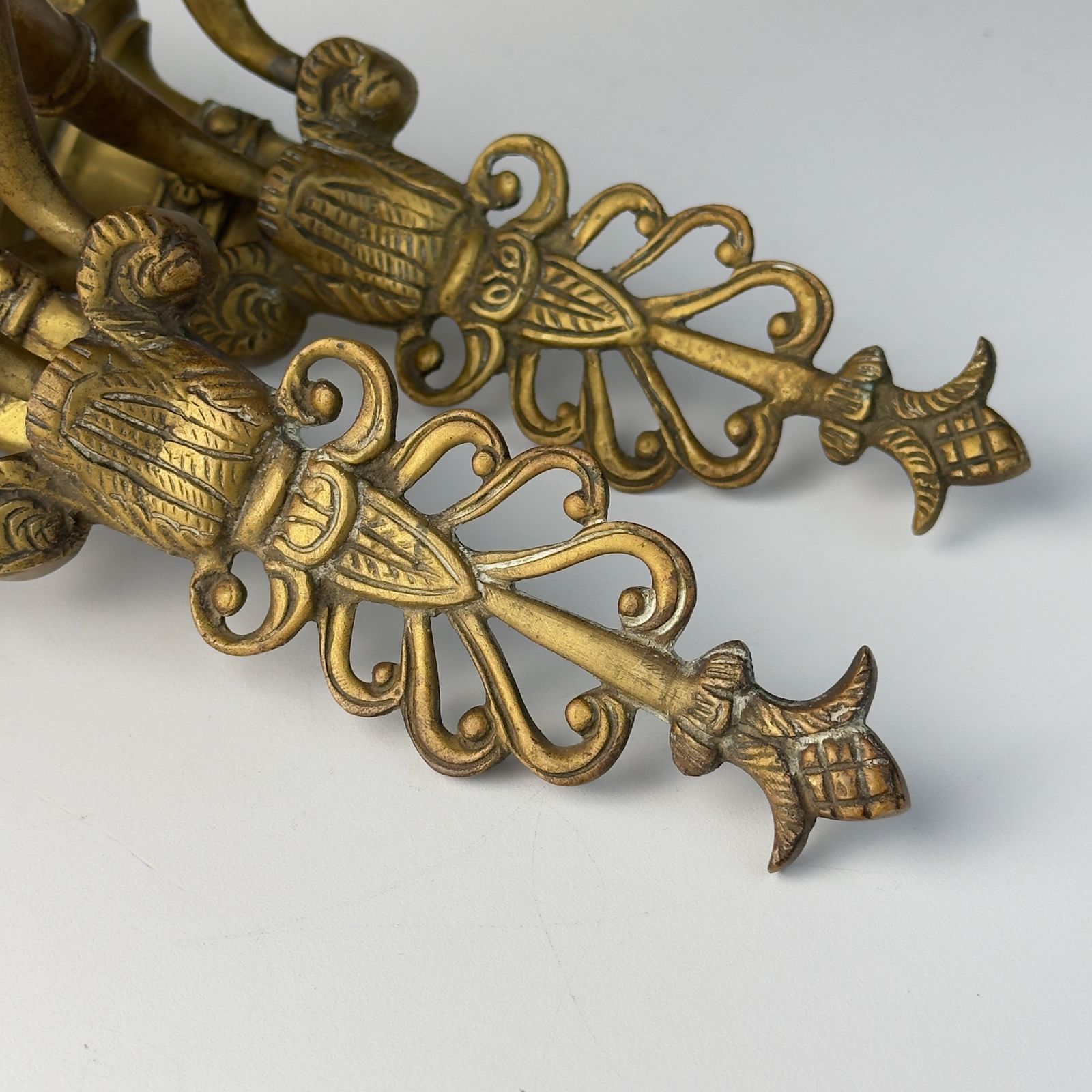 Antieke Empire bronzen wandkandelaars, Italië, begin 20e eeuw, set van 2 photo Verlichting