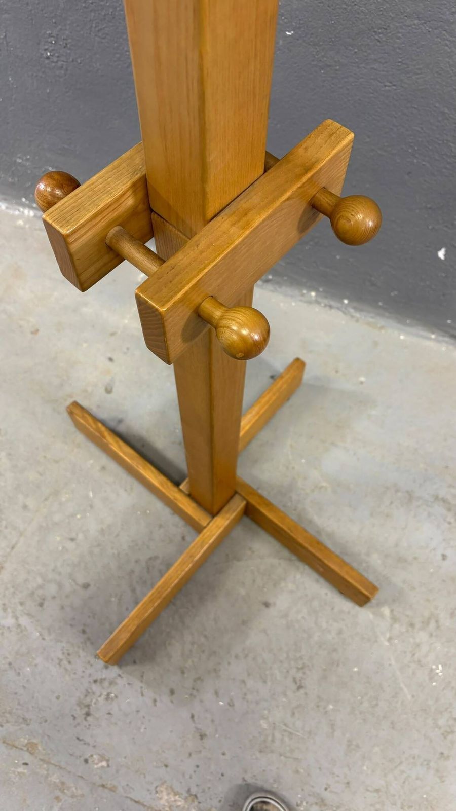 Freestanding Mid Century Pine Coat Rack, Solid Wood, 1970s, Europe photo vintage
