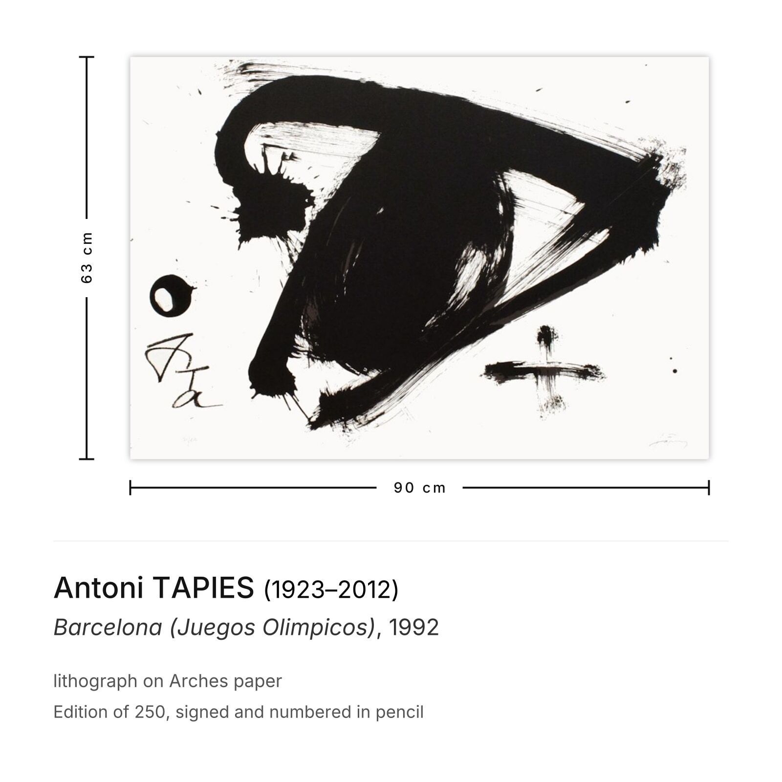 Antoni Tapies Signed Lithograph Barcelona (Juegos Olimpicos) 1992 photo furniture