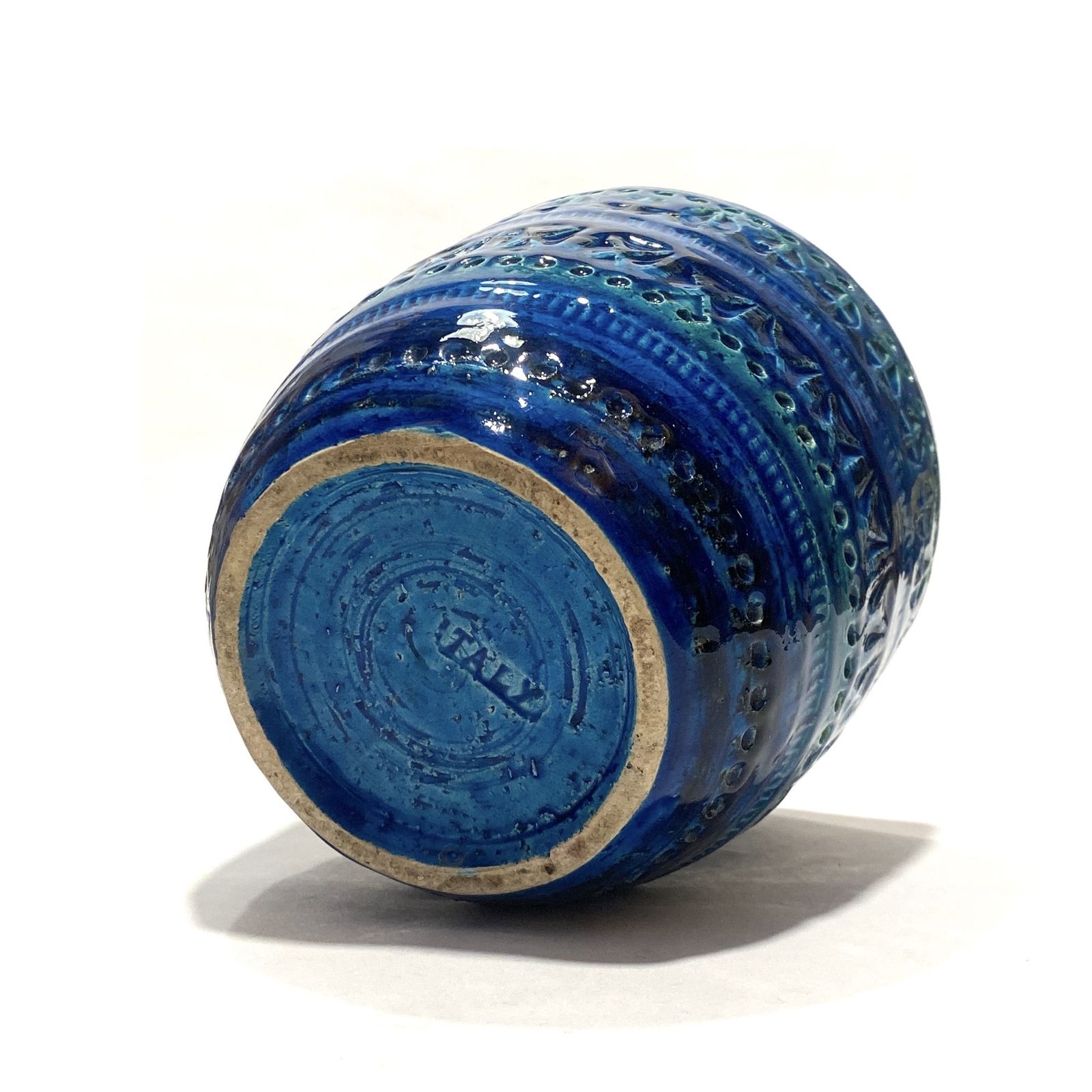 Bitossi Rimini Blu Planter van Aldo Londi, Mid-Century Modern Italiaans blauw aardewerk photo vinterior