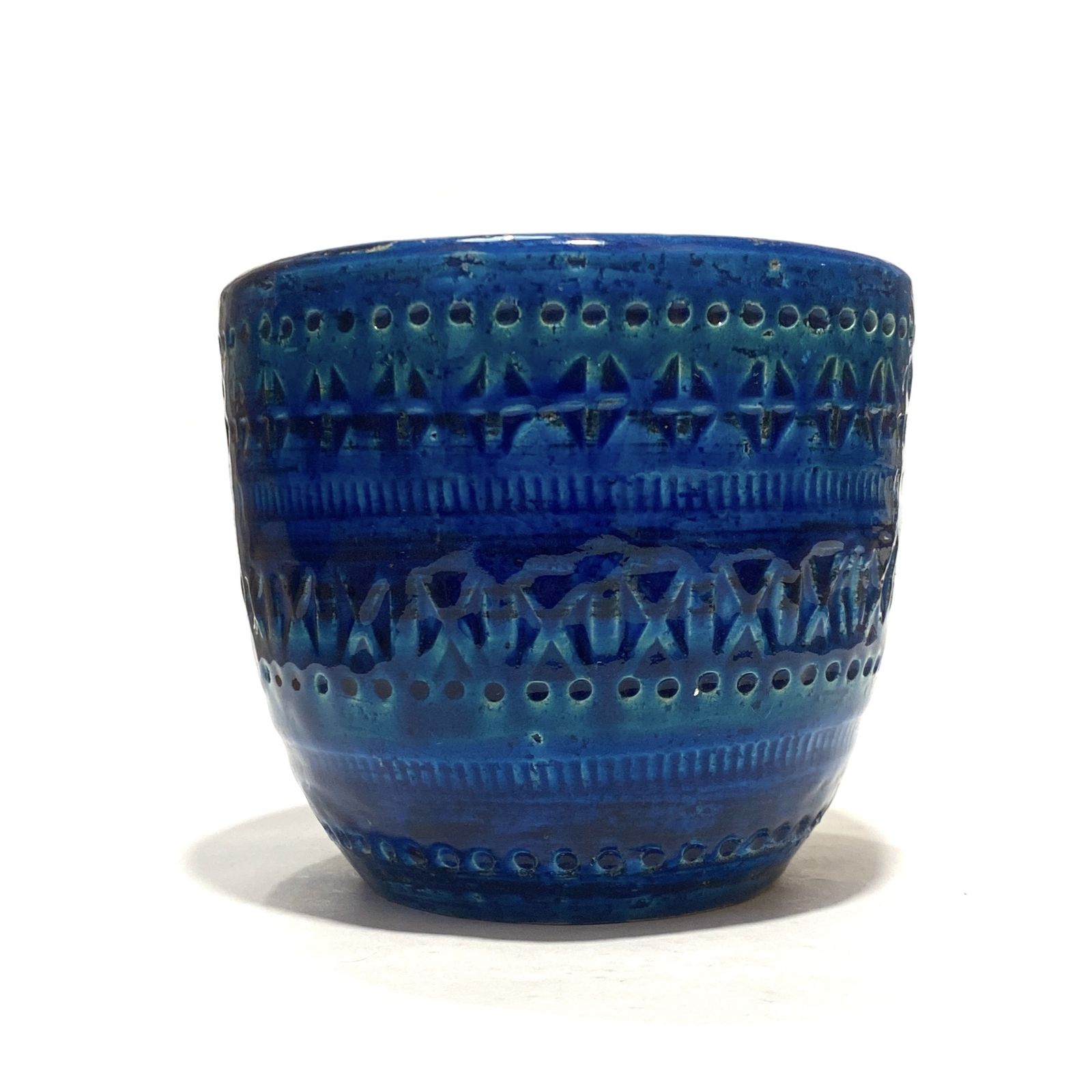 Bitossi Rimini Blu Planter By Aldo Londi, Mid Century Modern Italian Blue Pottery photo buy