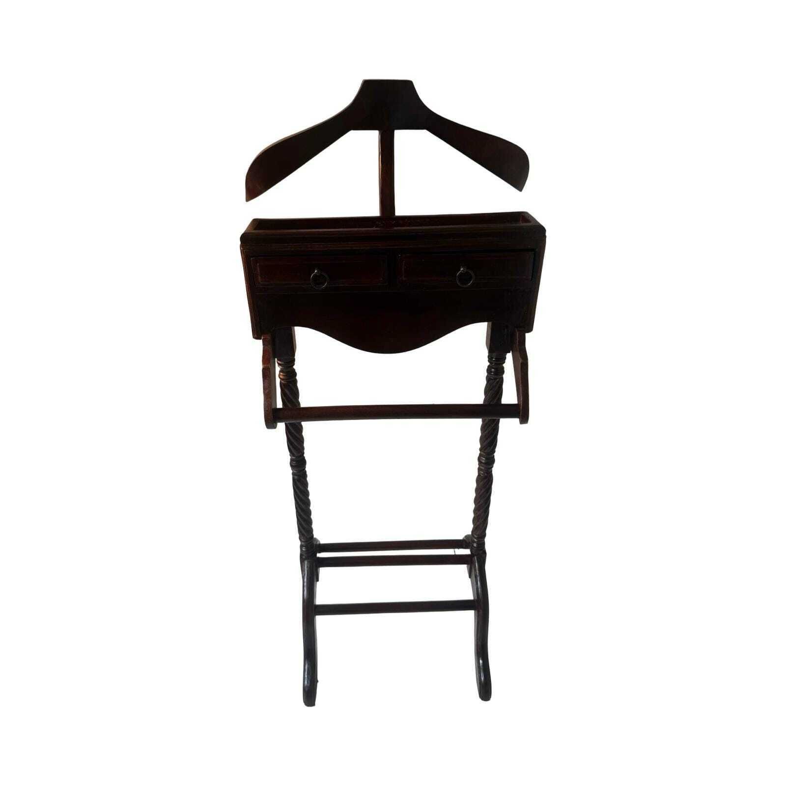 Dressboy / Valet Stand – Made In England – Twee lades en sierlijk gevormde houten frame. photo for sale