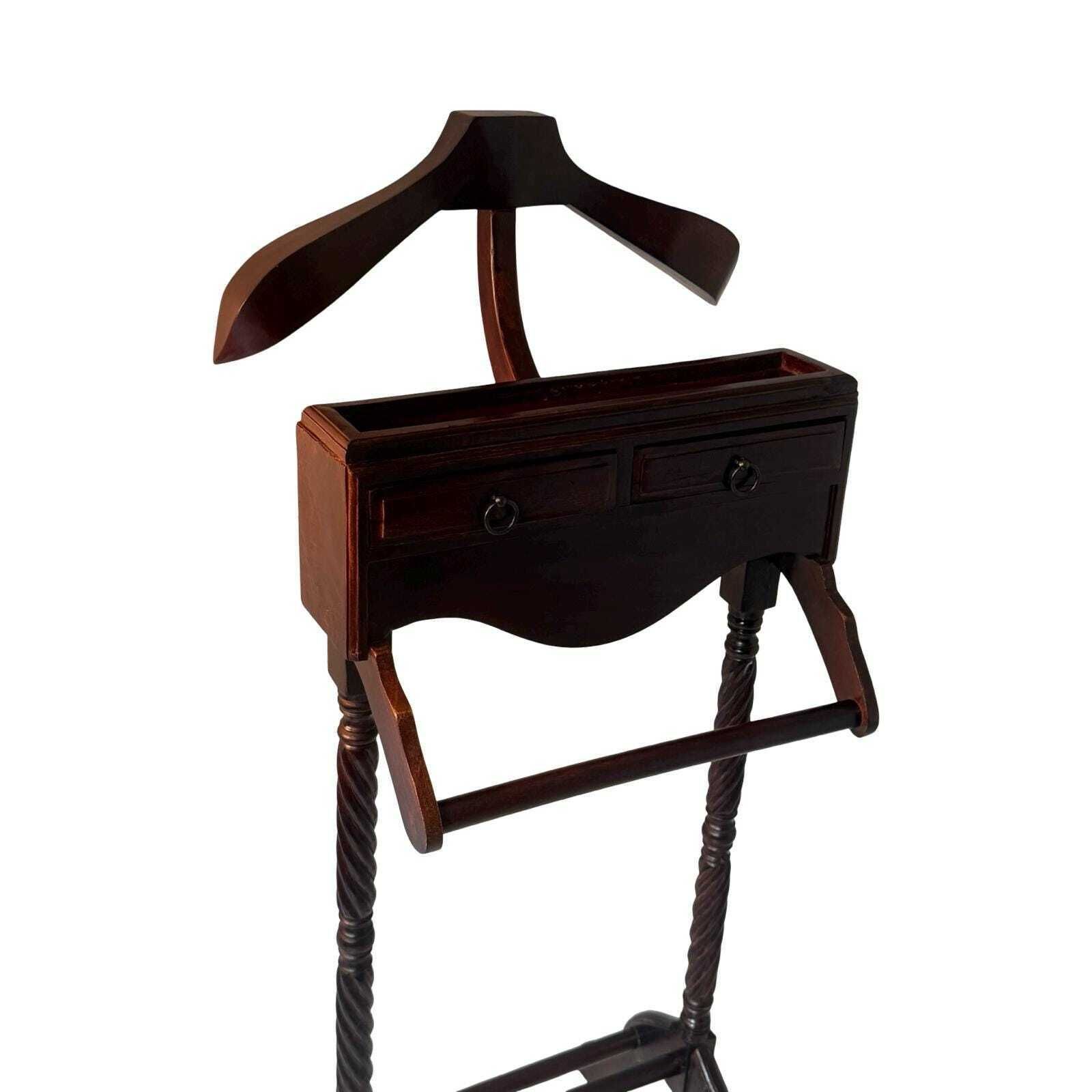 Dressboy / Valet Stand – Made In England – Twee lades en sierlijk gevormde houten frame. photo buy