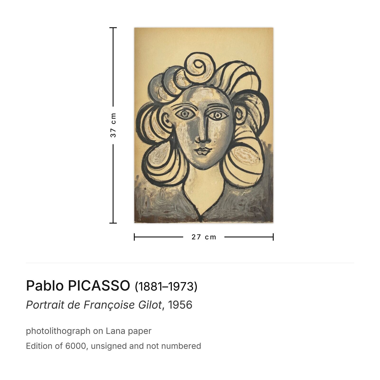 Pablo Picasso Lithograph Portrait De Françoise Gilot 1956 photo furniture
