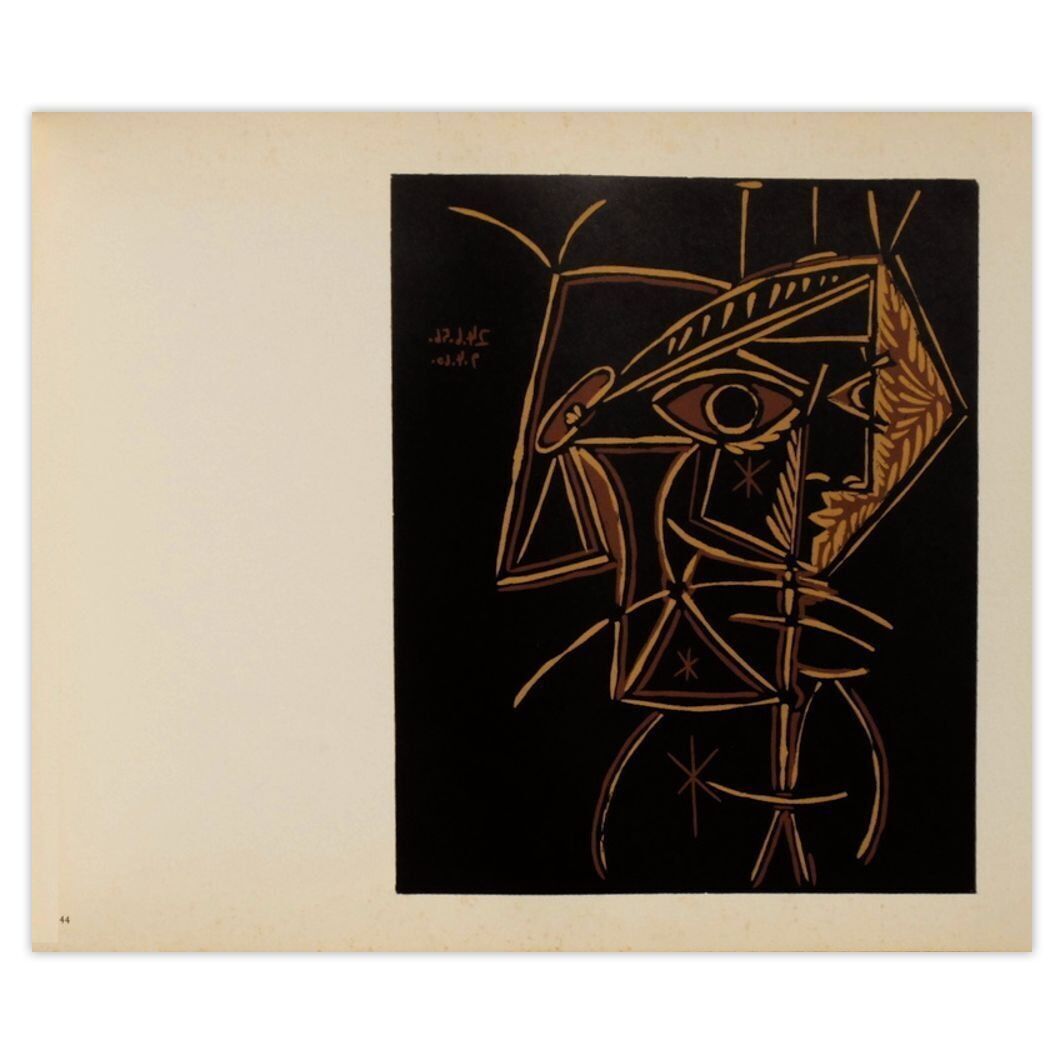 Pablo Picasso Linocut Lc   Tête De Femme 1962