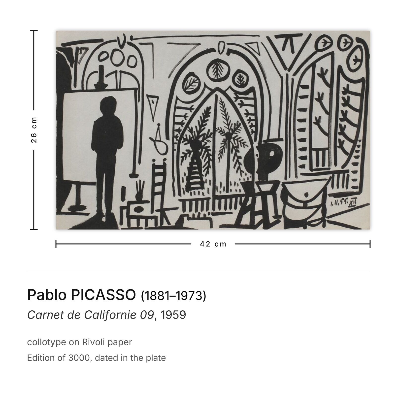 Pablo Picasso Collotype Carnet De Californie 09 1959 photo furniture