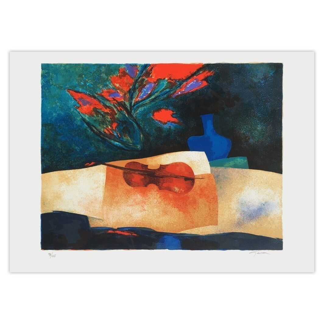 Claude Gaveau Signed Lithograph Concerto In Blue 1985
