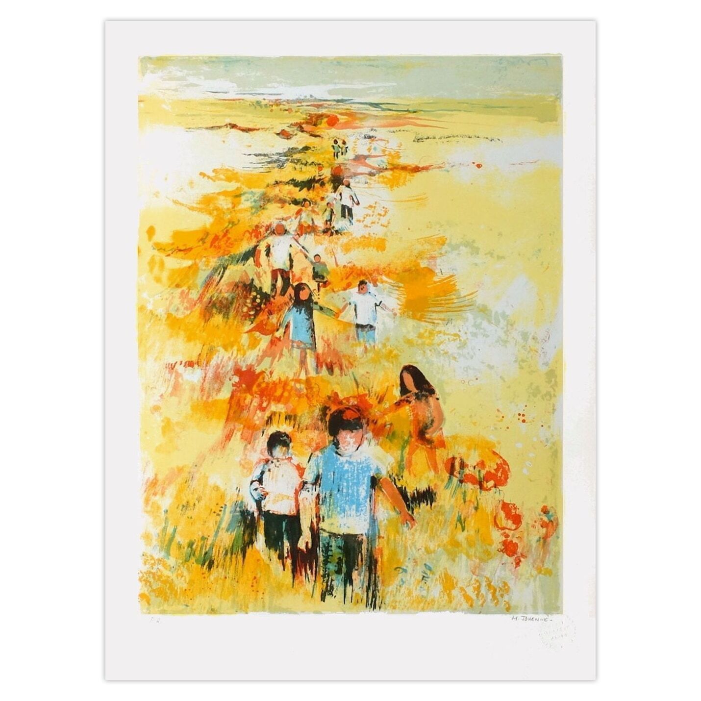 Michel Jouenne Gesigneerde Lithografie Promenade 1965