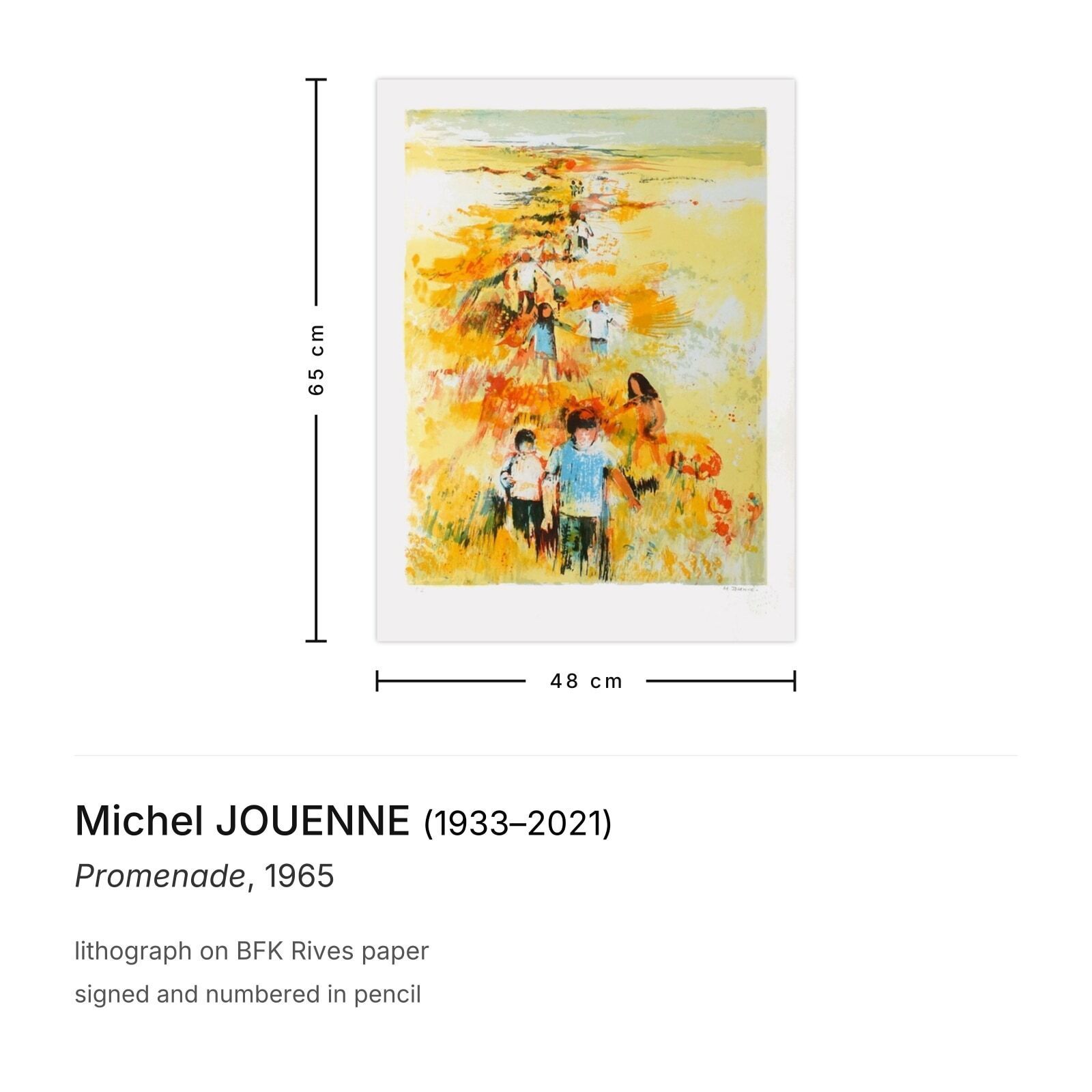 Michel Jouenne Gesigneerde Lithografie Promenade 1965 photo furniture