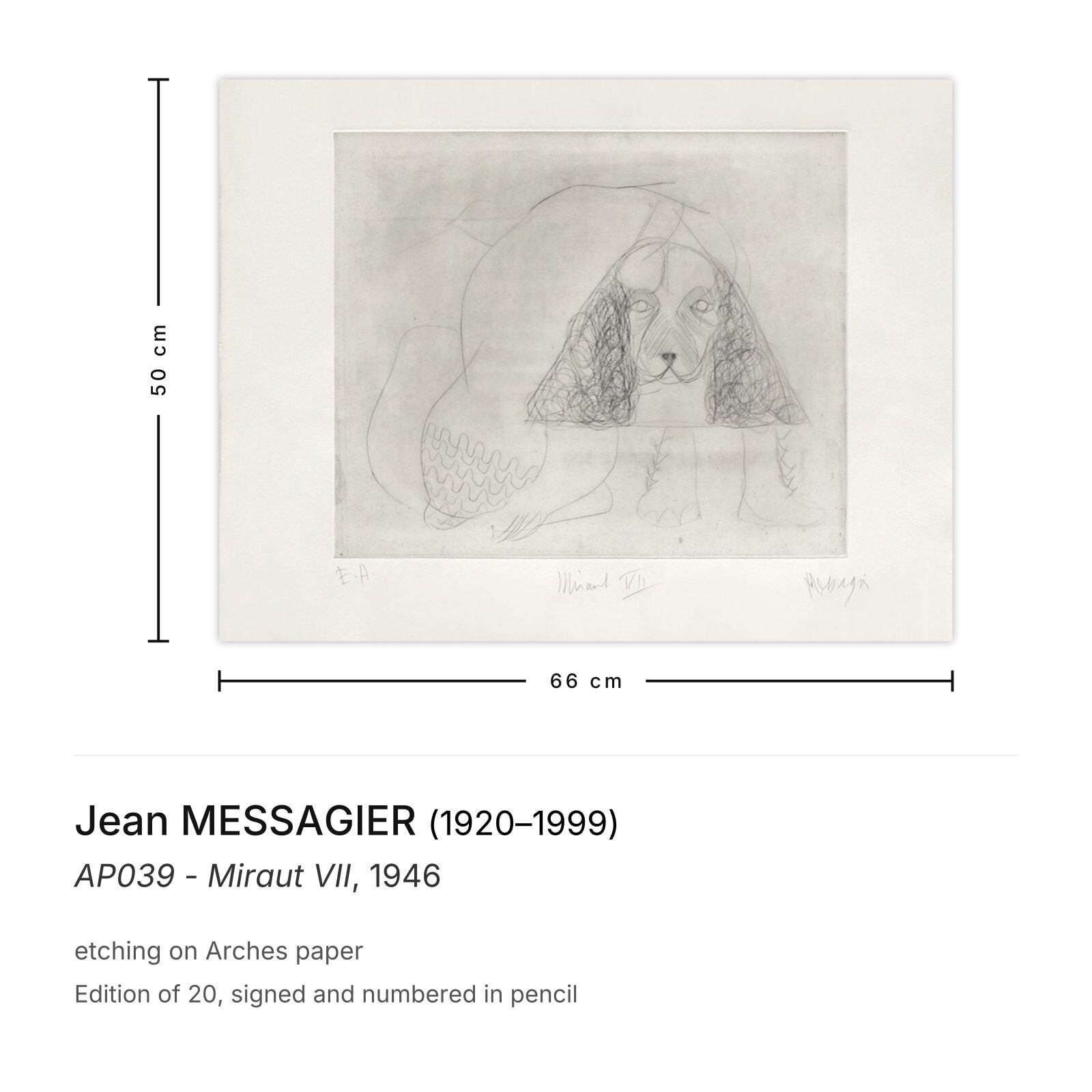 Jean Messagier Gesigneerde Ets Ap039 Miraut VII 1946 photo furniture