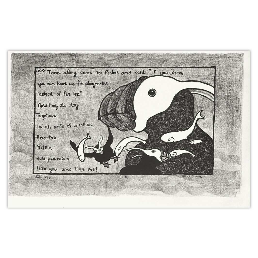 Diana Tillion, lithographie signée, Then Along Came The Fishes..., 1975