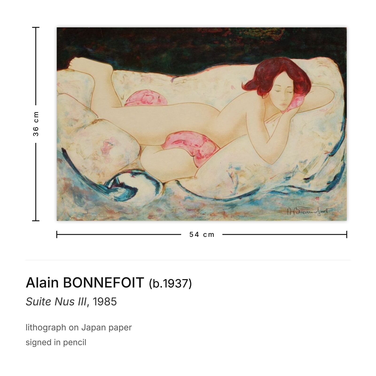 Alain Bonnefoit Gesigneerde Lithografie Suite Nus III 1985 photo furniture