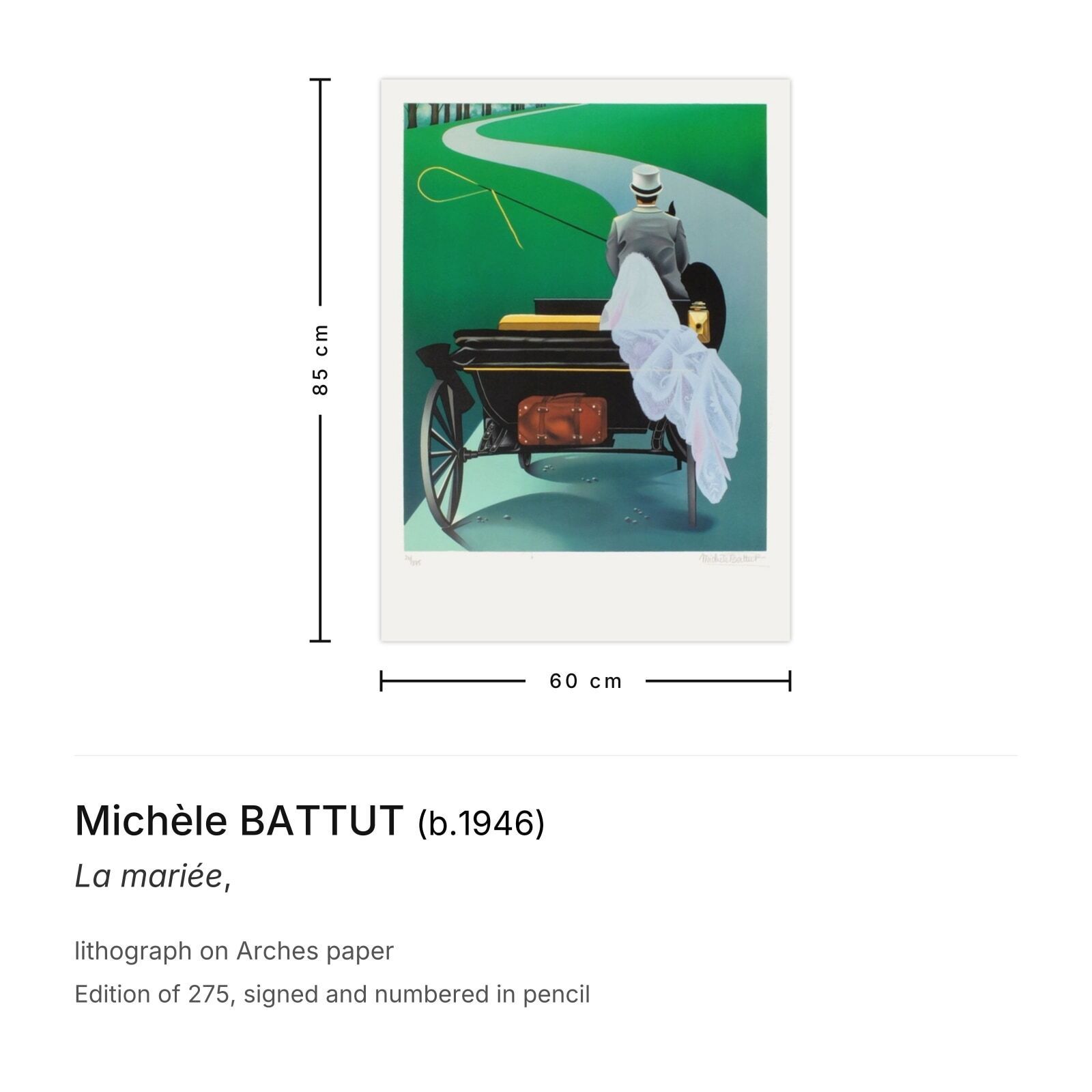 Michèle Battut Signed Lithograph La Mariée photo furniture