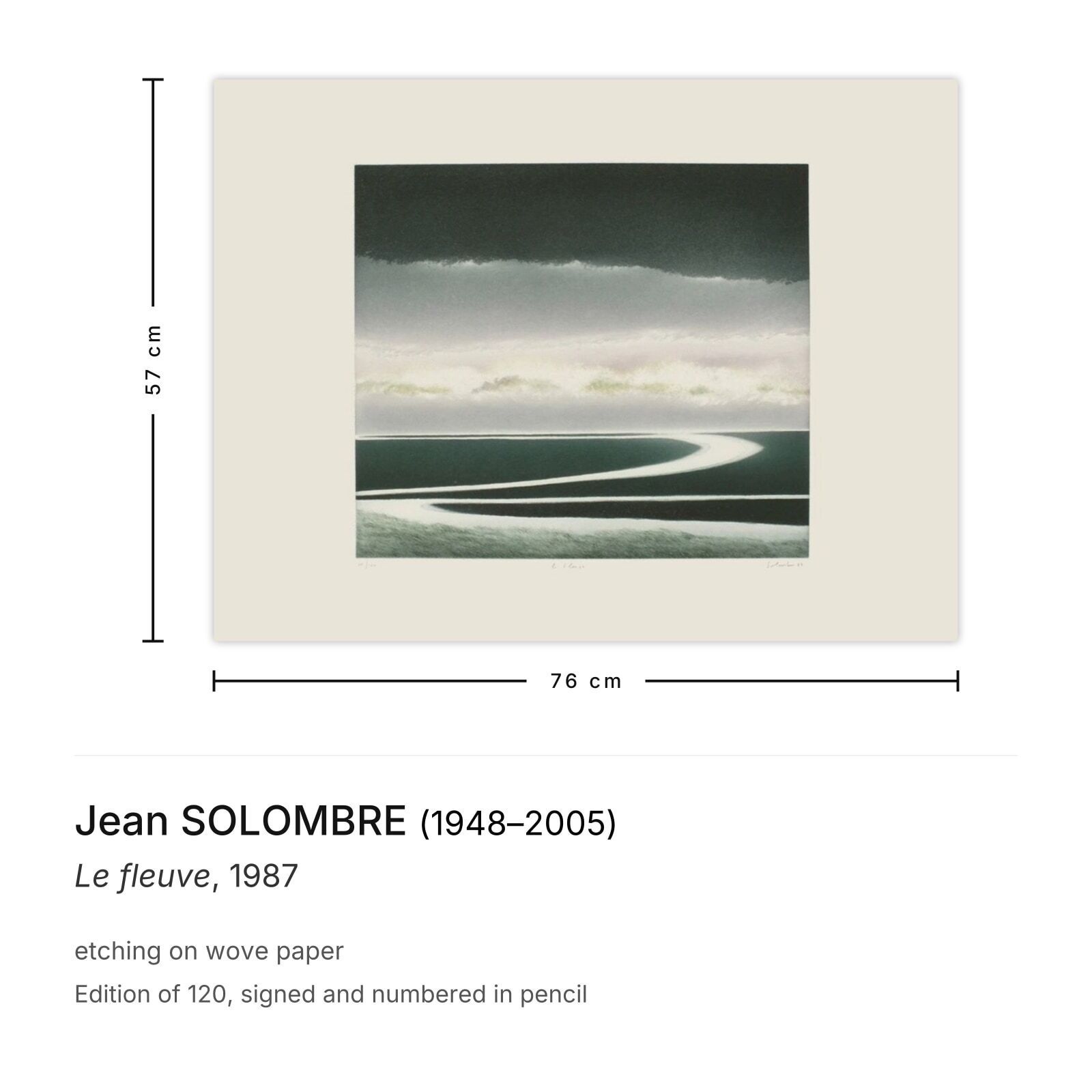 Jean Solombre Gesigneerde Ets Le Fleuve 1987 photo furniture