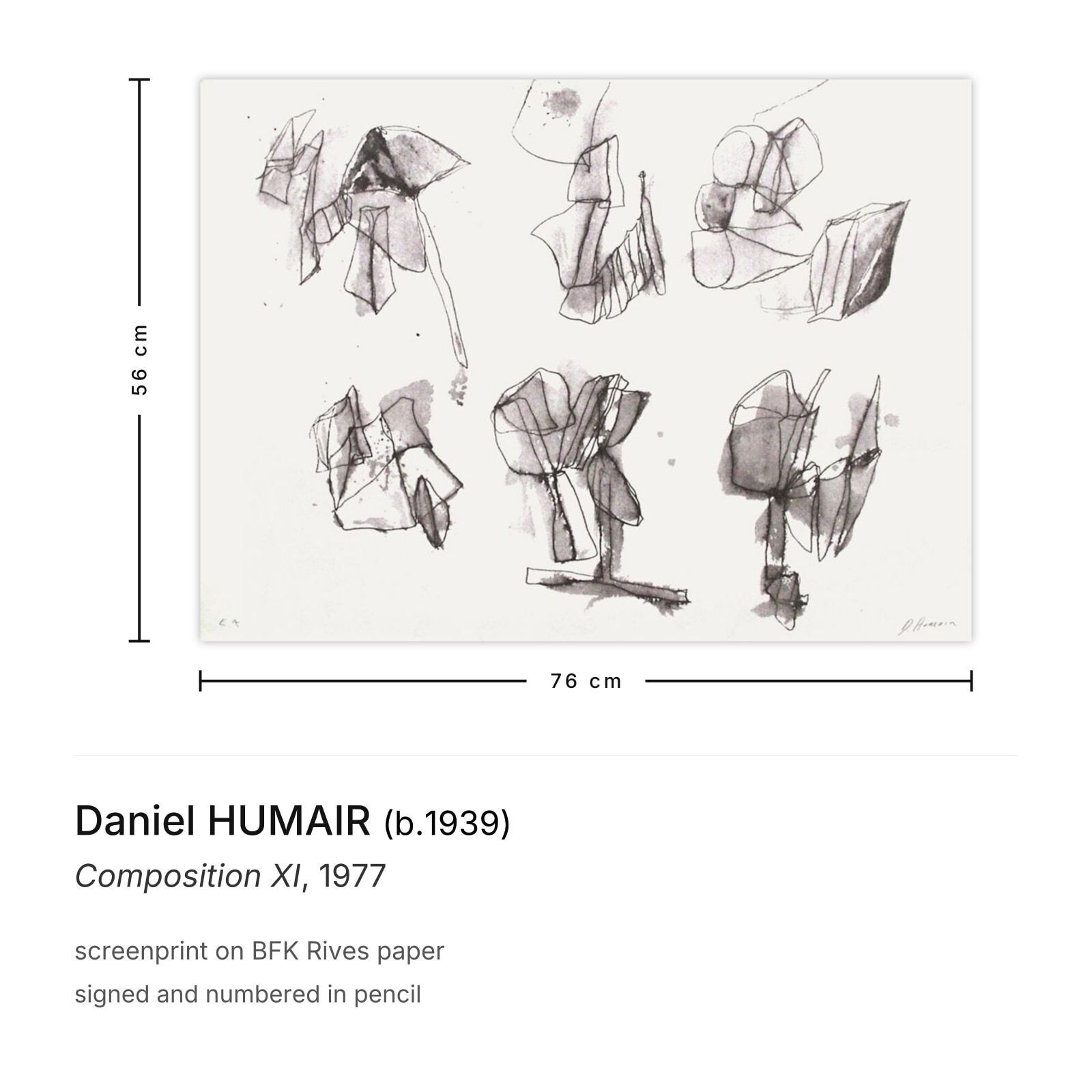Daniel Humair Signed Screenprint Composition Xi 1977 photo furniture