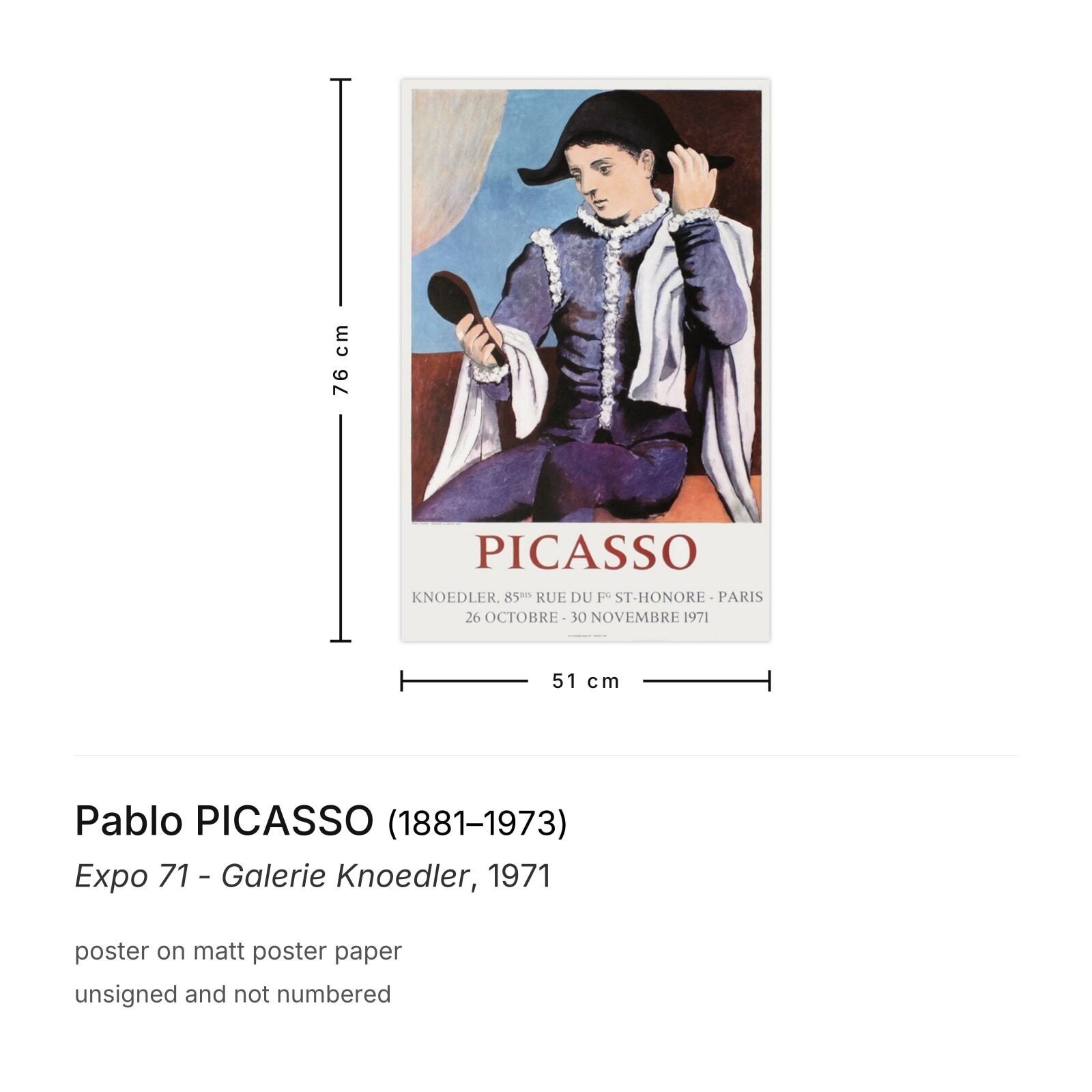 Pablo Picasso Poster Expo 71   Galerie Knoedler photo furniture