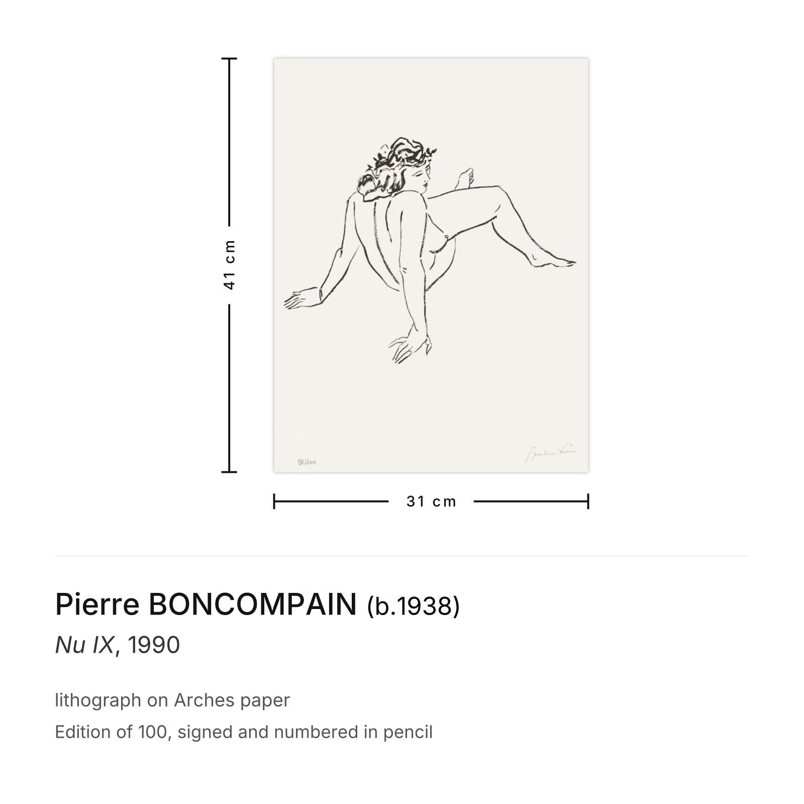 Pierre Boncompain Gesigneerde Lithografie Nu Ix 1990 photo furniture