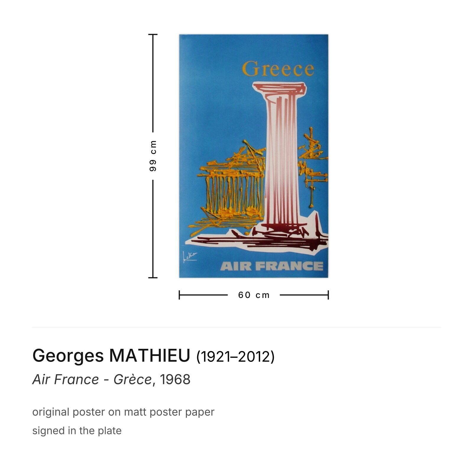 Georges Mathieu Poster Air France Grèce 1968 photo furniture