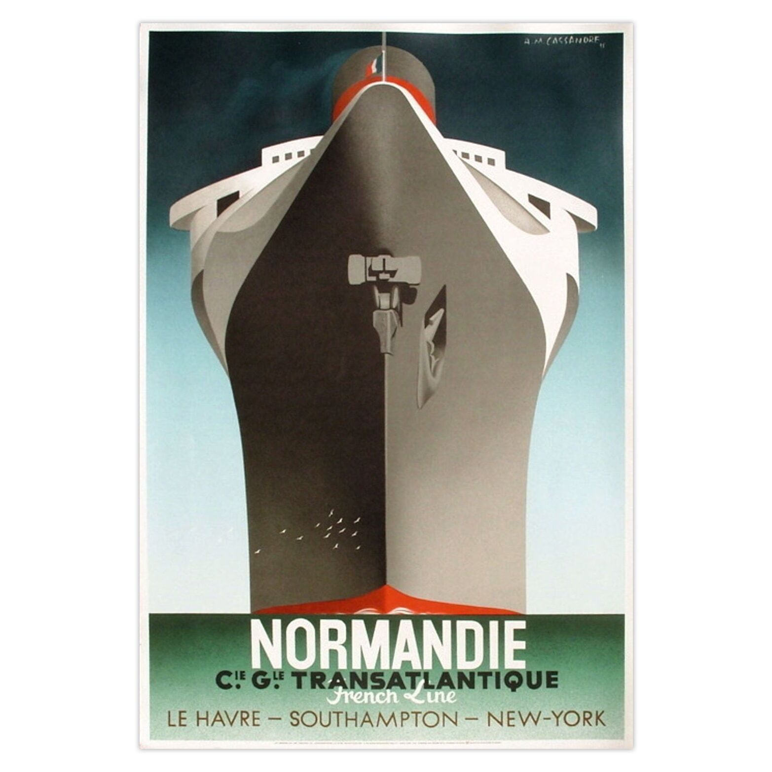 A.M. Cassandre Poster Normandie French Line 1995