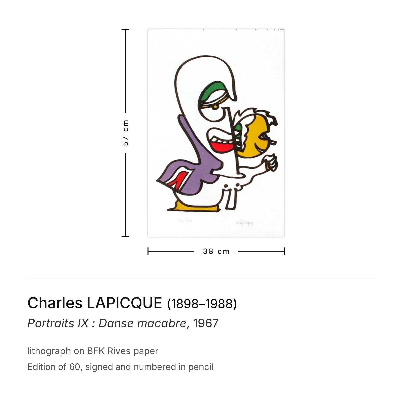 Charles Lapicque Gesigneerde Lithografie Portraits Ix : Danse Macabre 1967 photo furniture