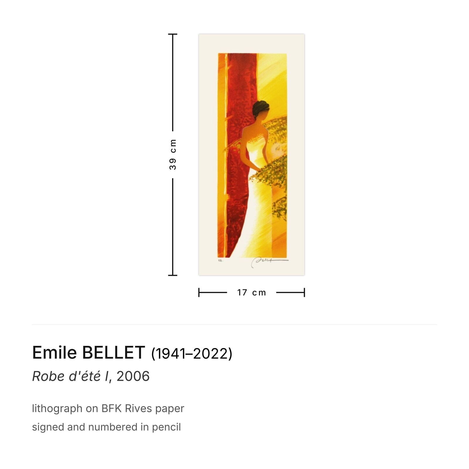Emile Bellet Signed Lithograph Robe D'été I 2006 photo furniture