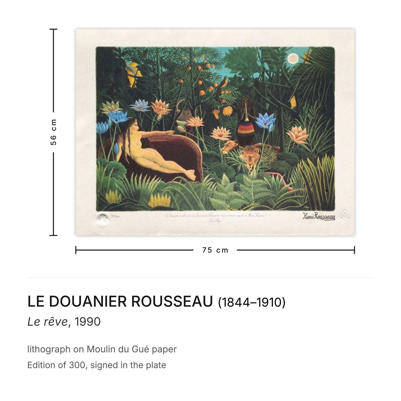 Le Douanier Rousseau lithografie Le Rêve 1990 photo furniture