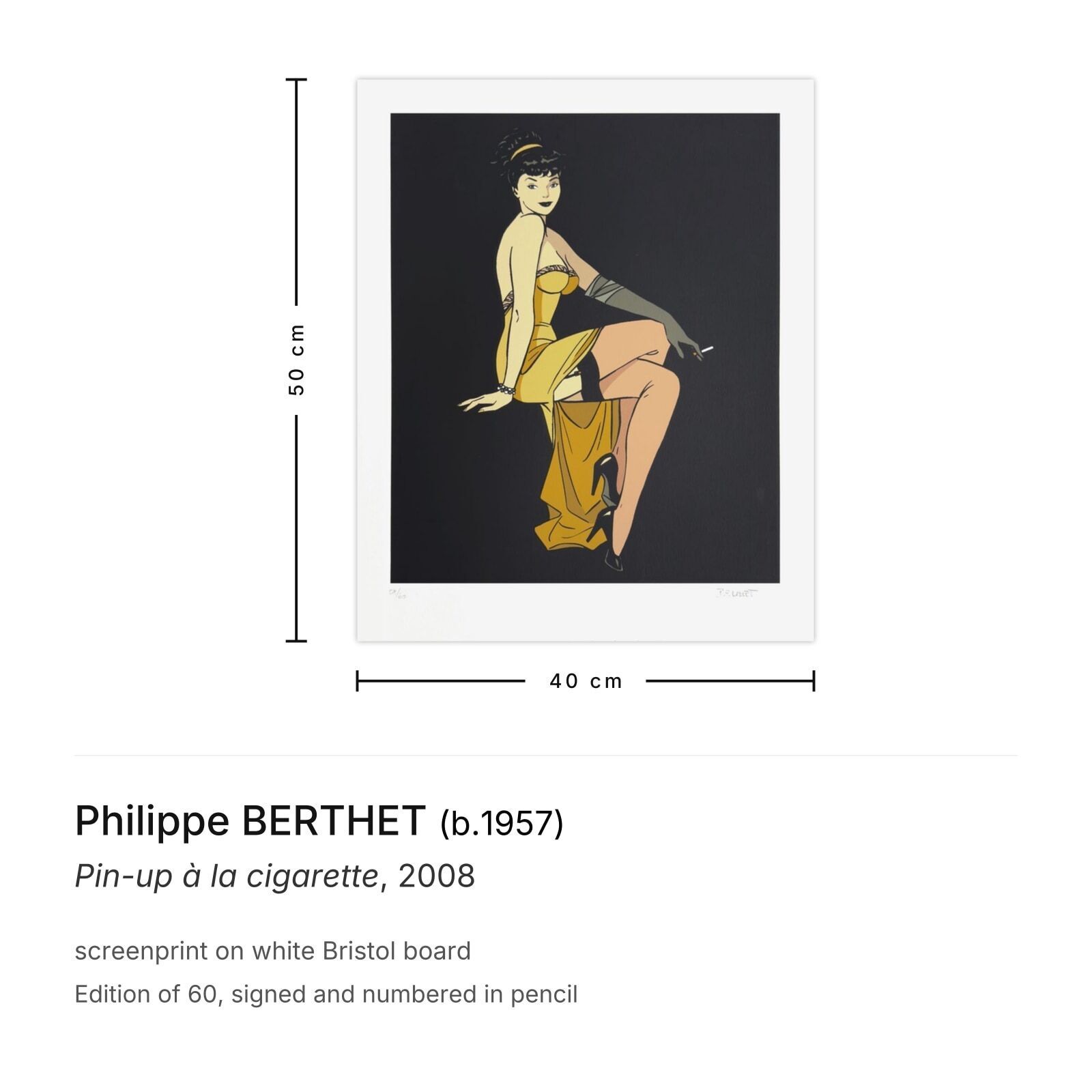 Philippe Berthet Gesigneerde Zeefdruk Pin Up à La Cigarette 2008 photo furniture