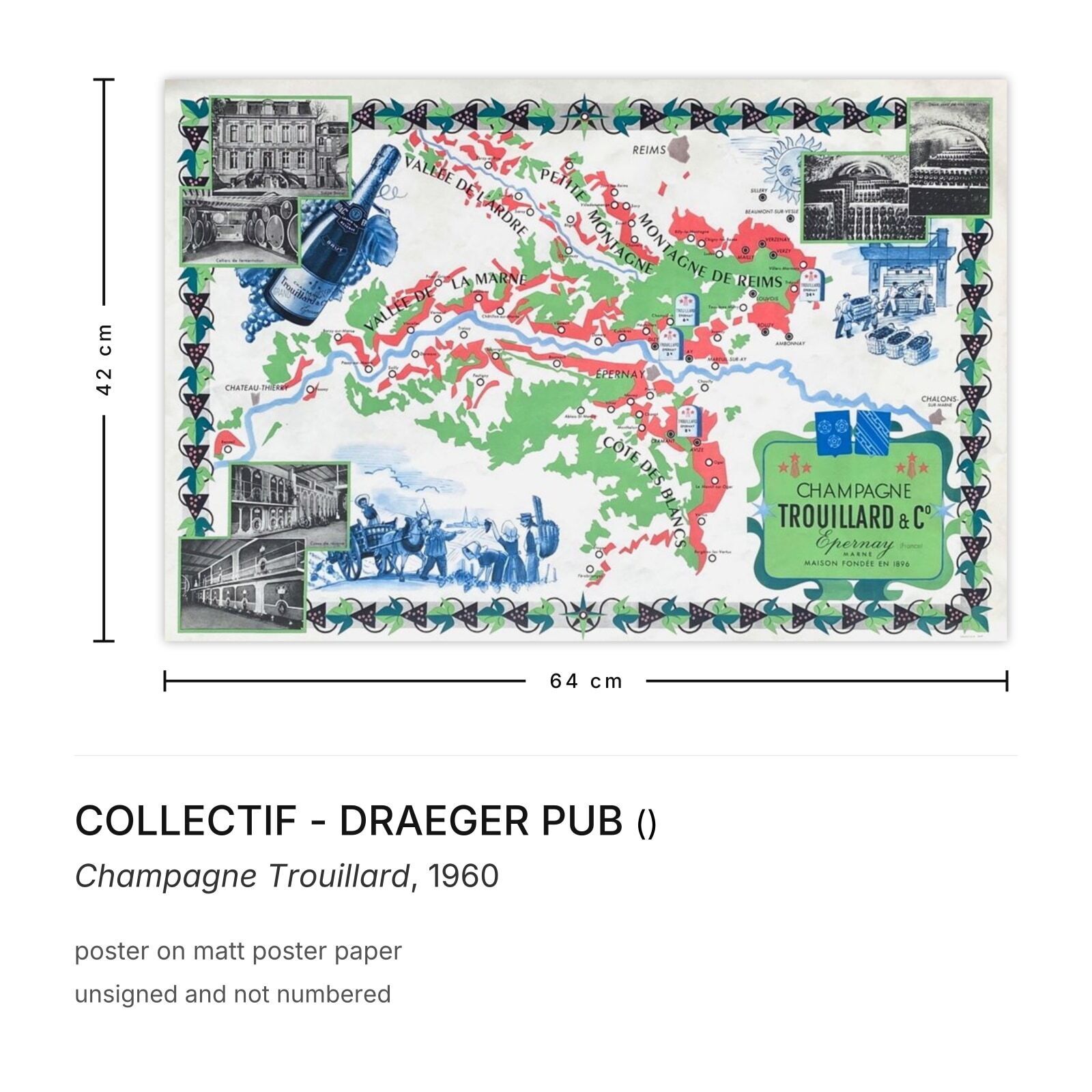 Collectif   Draeger Pub Poster Champagne Trouillard 1960 photo furniture