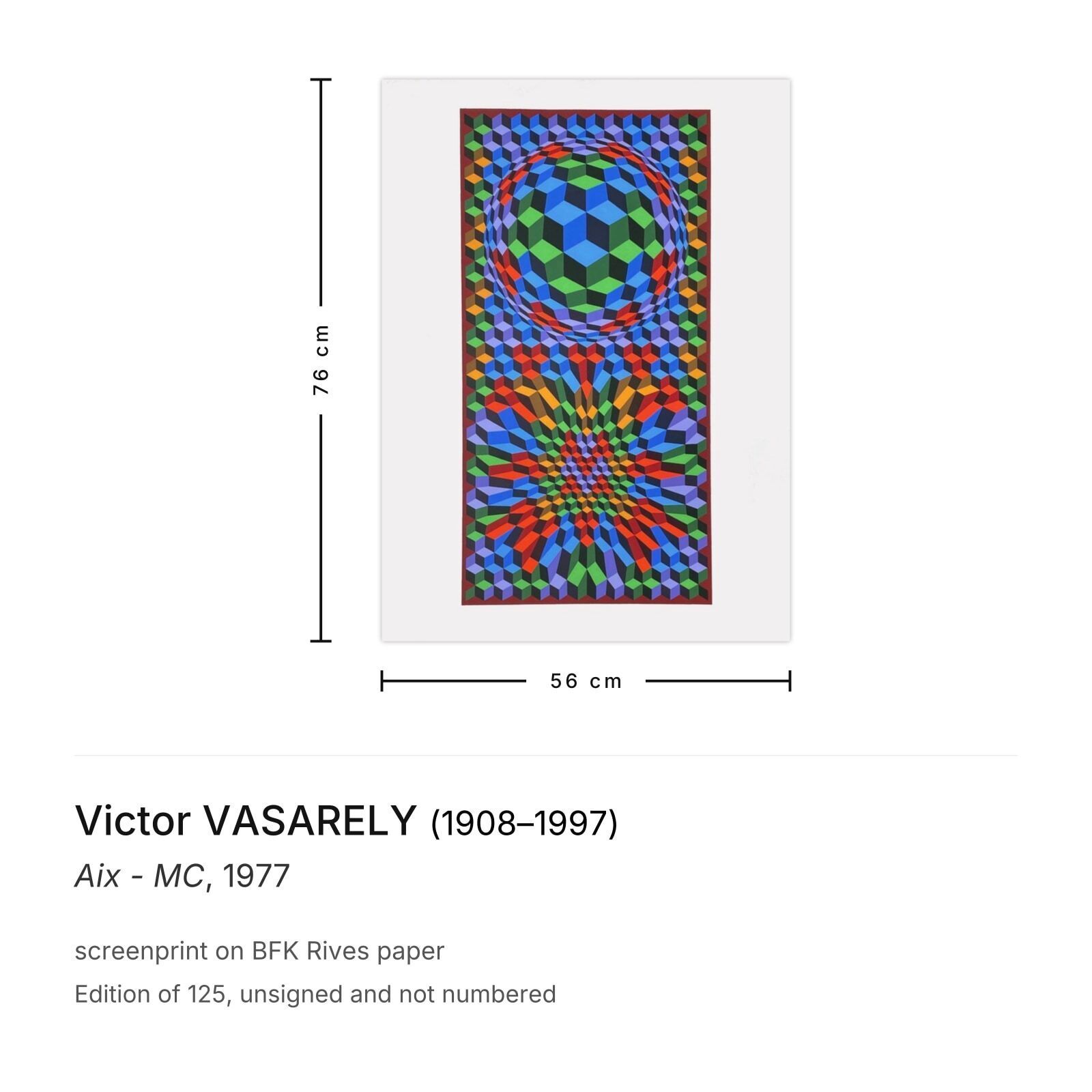 Victor Vasarely Zeefdruk Aix   Mc 1977 photo furniture