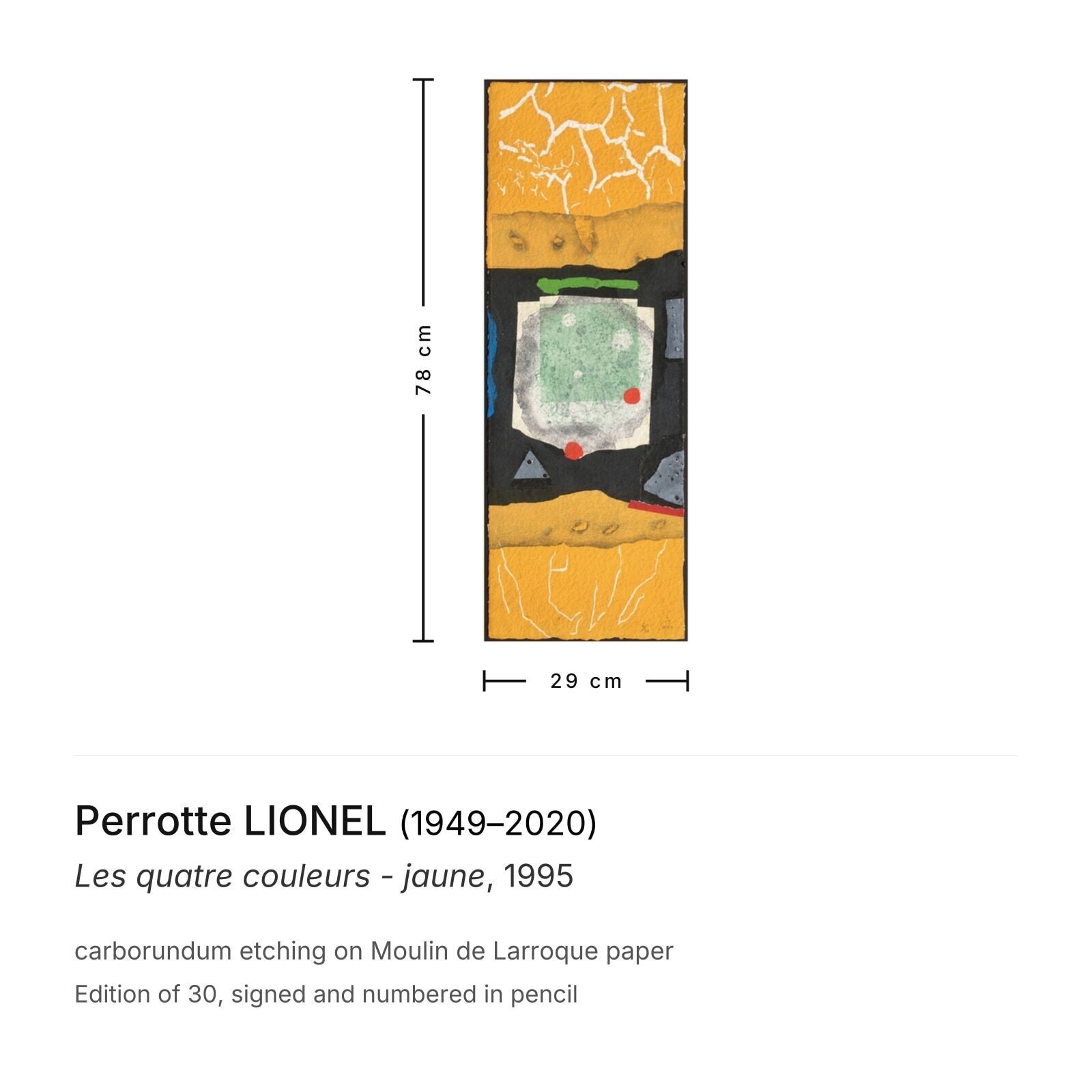 Perrotte Lionel Gesigneerde Carborundum Ets Les Quatre Couleurs Jaune 1995 photo furniture