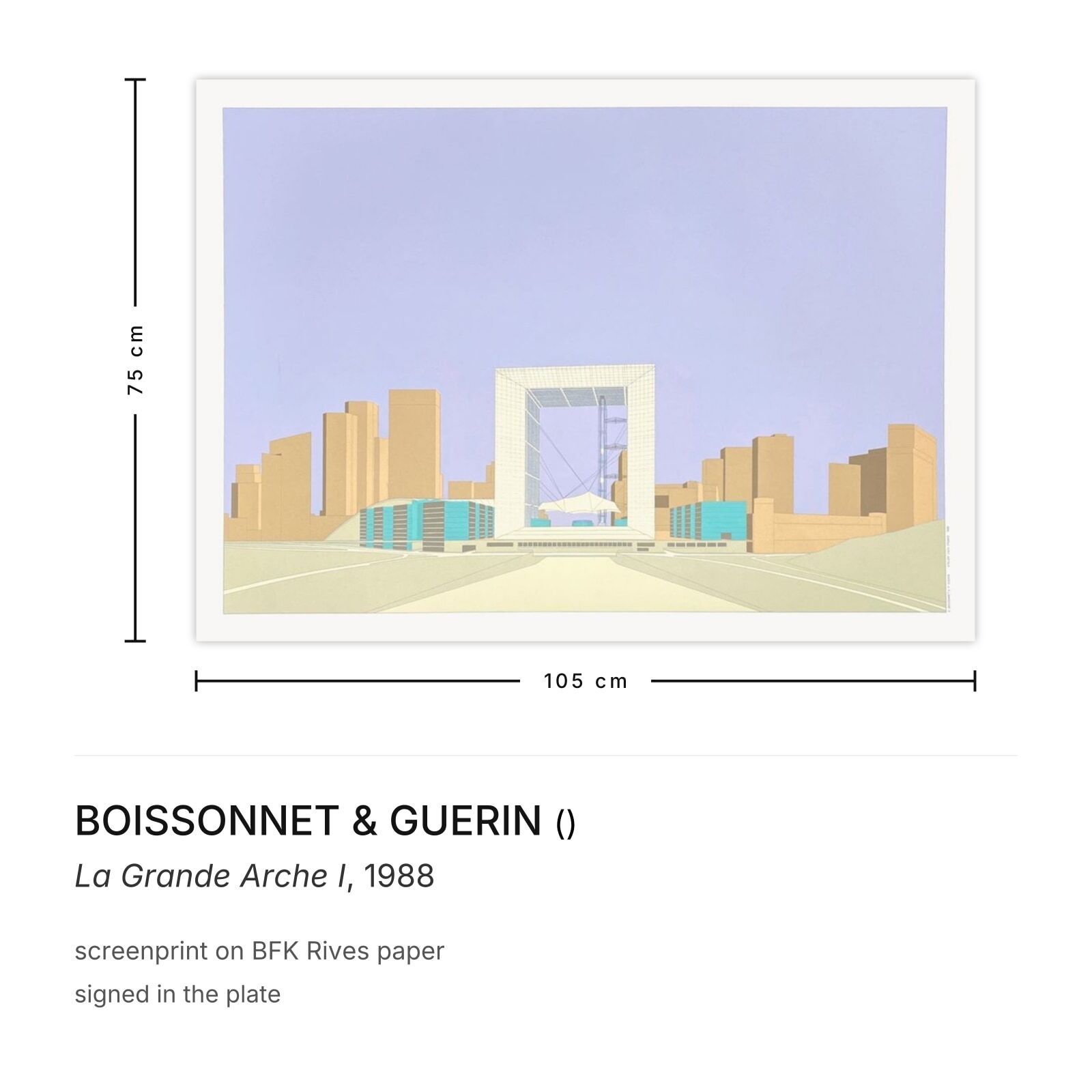 Boissonnet & Guerin zeefdruk La Grande Arche I 1988 photo furniture