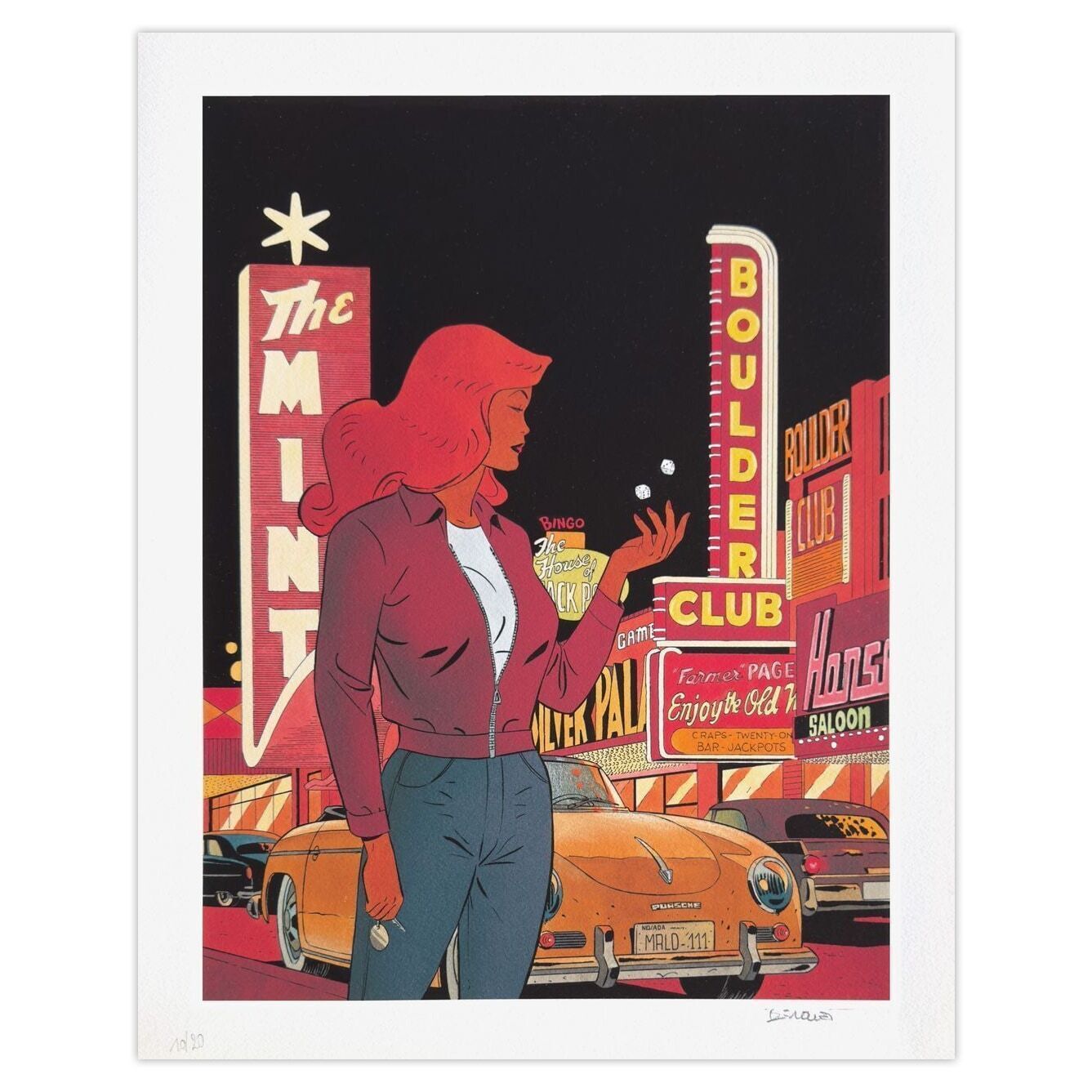 Philippe Berthet Gesigneerde Archival Pigment Print Pin Up à La Porsche 2008
