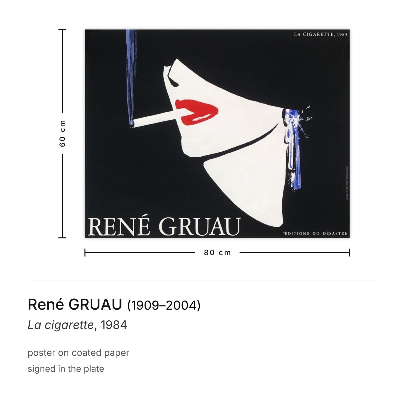 René Gruau Poster La Cigarette 1984 photo furniture