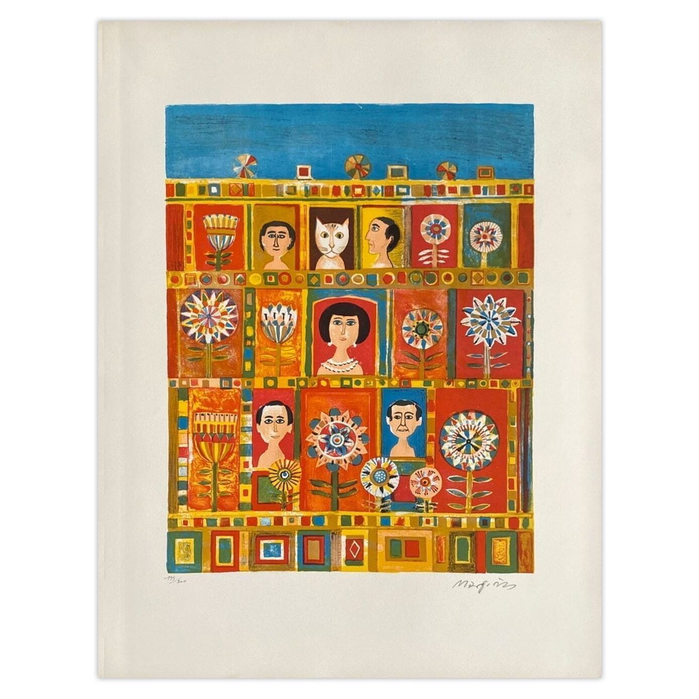 Jacques Margerin Gesigneerde Lithografie Portraits Familiers I 1975