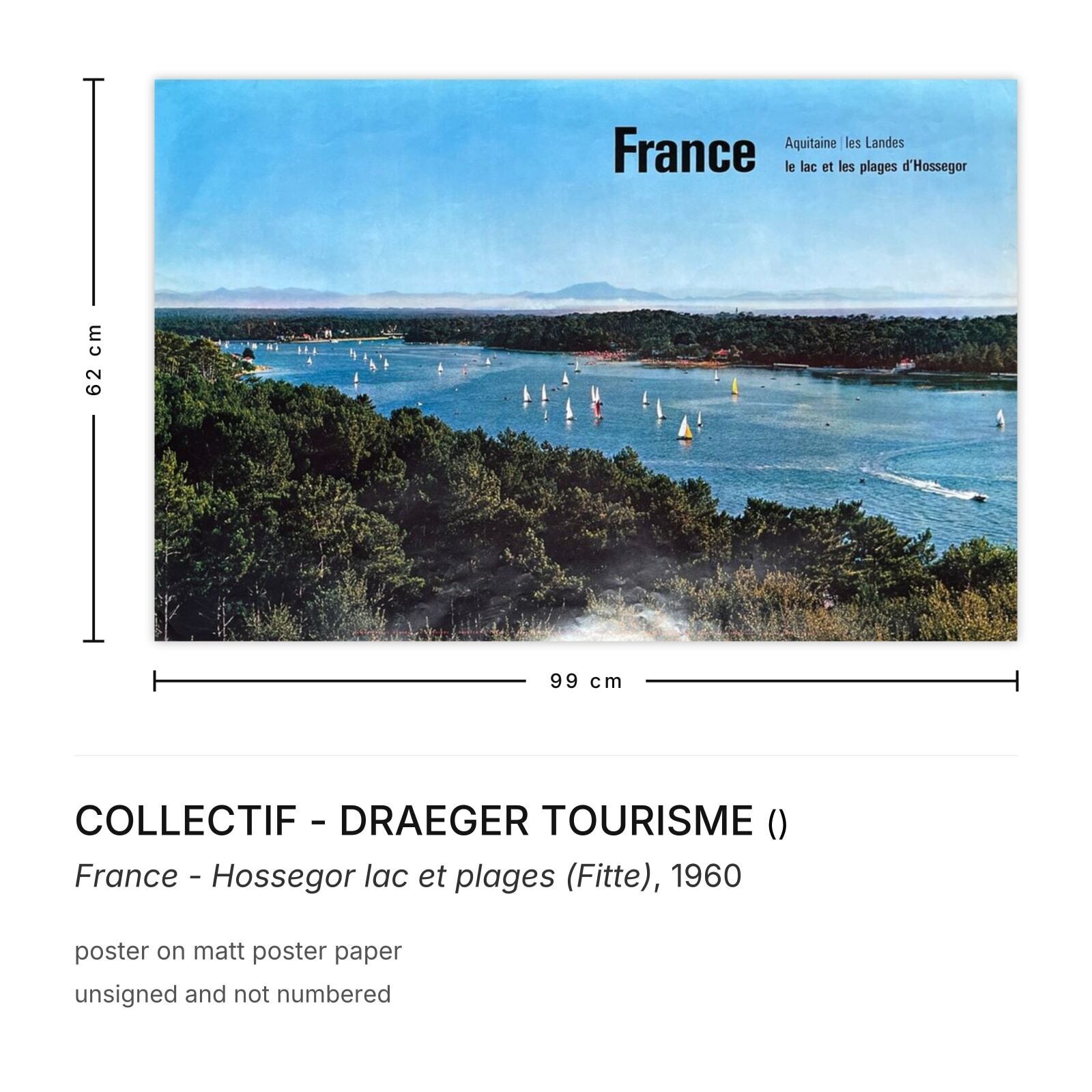 Collectif Draeger Tourisme Poster France Hossegor Lac Et Plages (Fitte) 1960 photo furniture