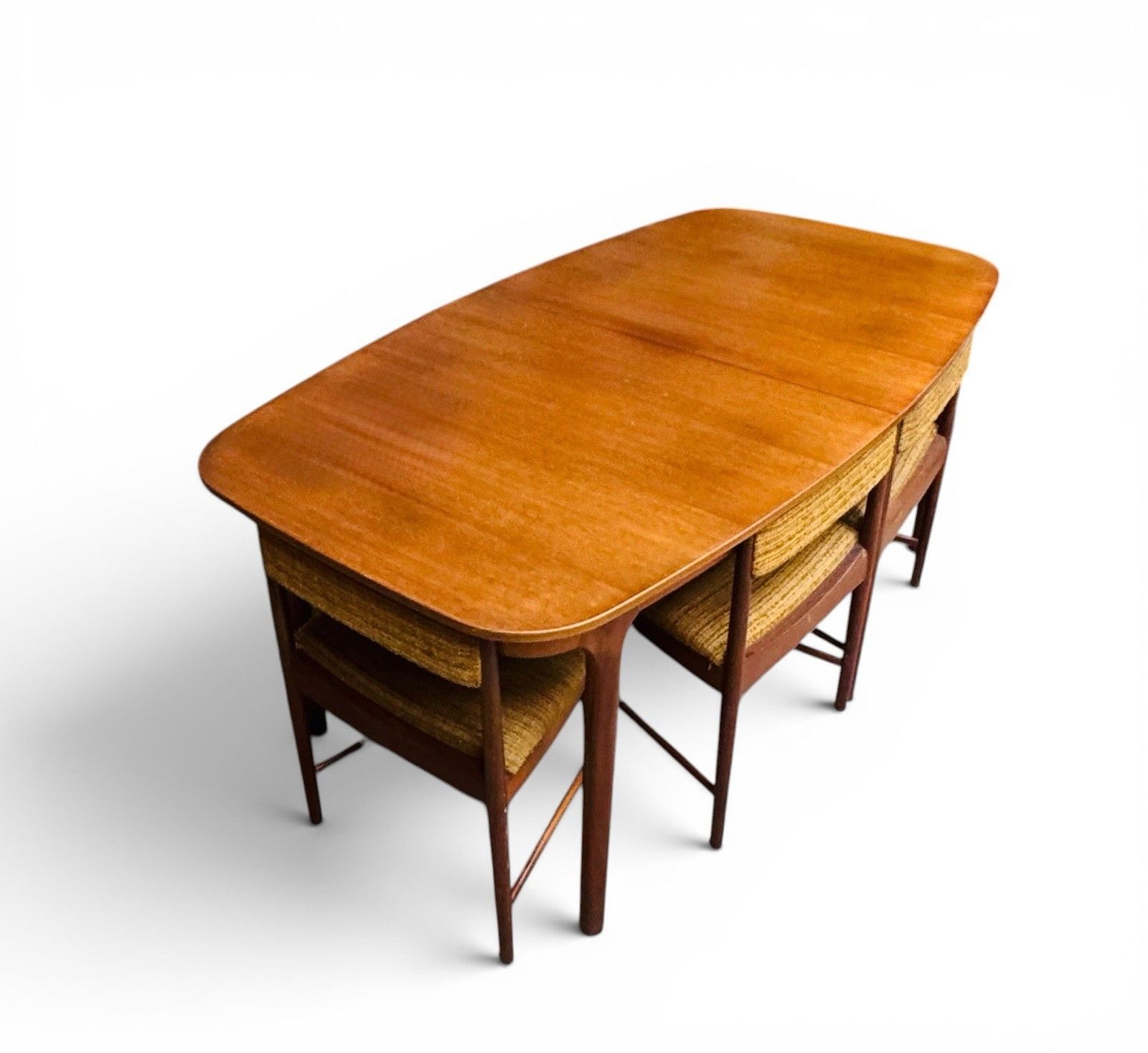 McIntosh Teak Oval Dining Table And Matching Six Dining Chairs Space Saver Rare photo furniture