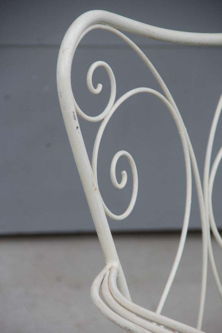 Garden Furniture White Garden Sofa Mid Century Worked Shaped Green Metal Cushion 1950s photo