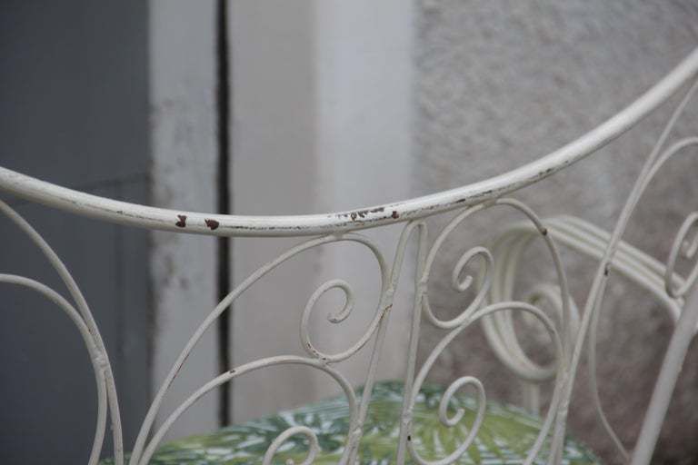 photo buy White Garden Sofa Mid Century Worked Shaped Green Metal Cushion 1950s