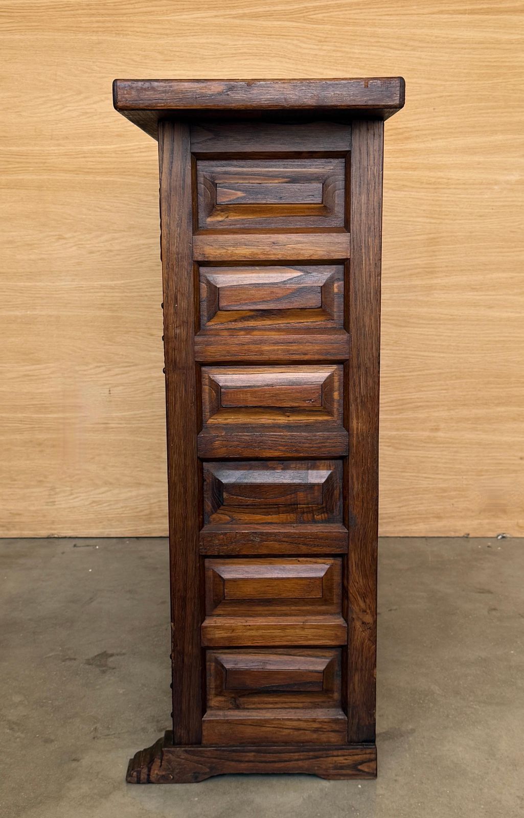 Antique Spanish Carved Walnut Cabinet With Drawer And Two Doors photo vintage