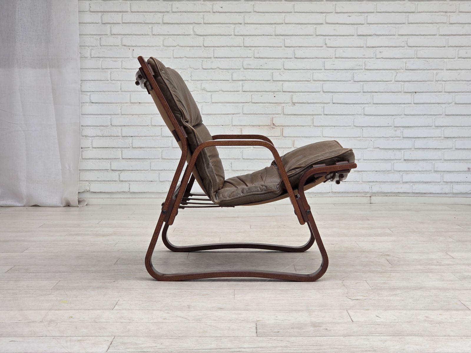 950.0 1970s, Norwegian Lounge Chair, Brown Furniture Leather. photo