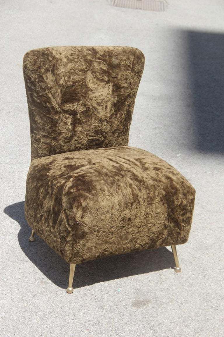 Green Bedroom Chair With Brass Feet Midcentury Italian Design Chenille Minotti photo furniture