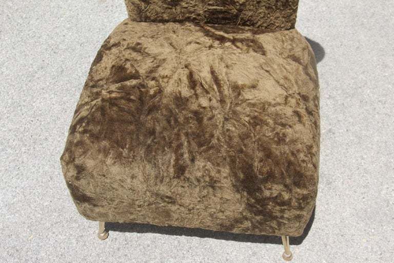 Green Bedroom Chair With Brass Feet Midcentury Italian Design Chenille Minotti photo 1092.0
