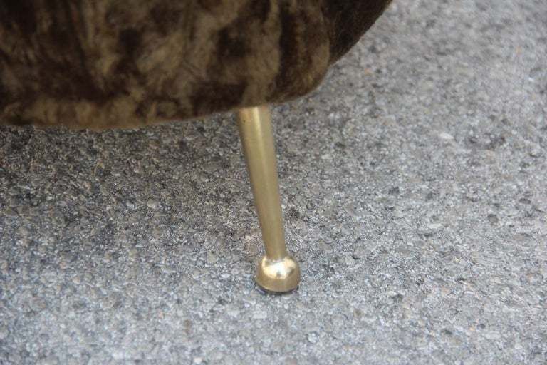 Furniture Green Bedroom Chair With Brass Feet Midcentury Italian Design Chenille Minotti photo