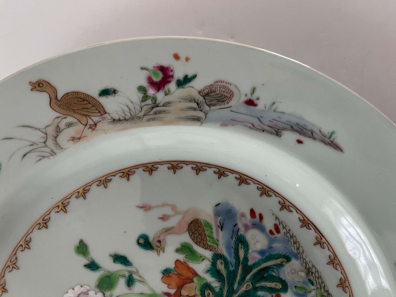 Hand Painted Chinese Porcelain Plate With Peacocks, Qing Yongzheng, Circa 1730 photo buy